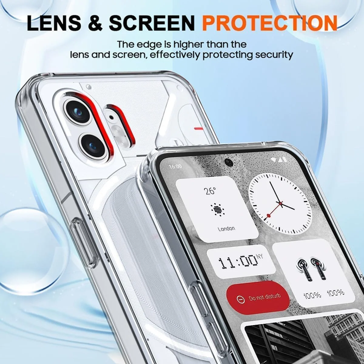 کاور محافظ گوشی ناتینگ فون 2 مدل SmartGrist، قاب پشتی PC سخت + بامپر TPU نرم، شفاف، باریک، سبک وزن، پوشش محافظ ضد ضربه و ضد لغزش