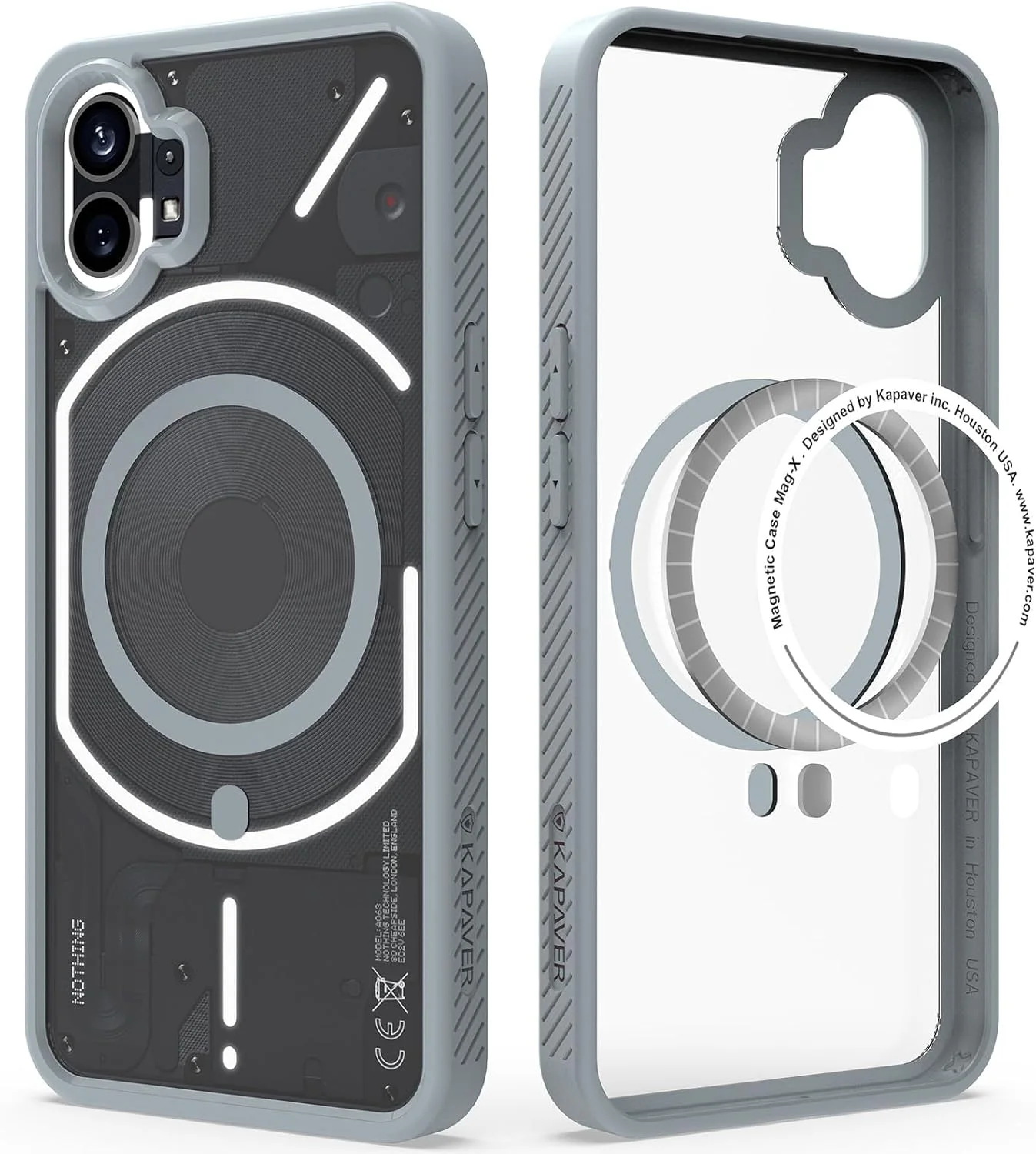کاور پشتی KAPAVER Mag-X سازگار با ناتینگ فون 1 (TPU+PC) (خاکستری)