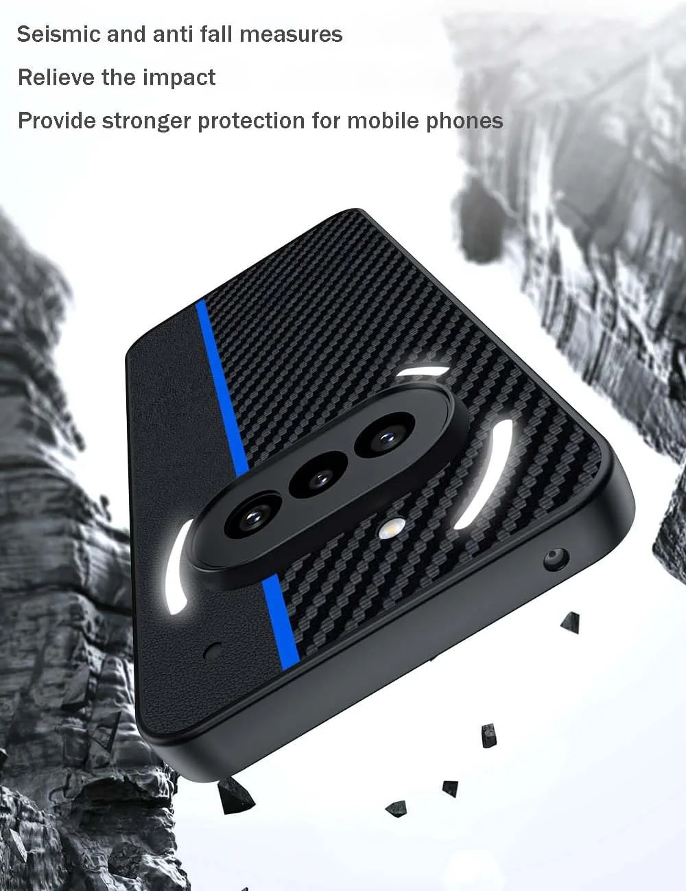 قاب گوشی OIATROE برای ناتینگ فون (3a)، [دفع حرارت] [ضد اثر انگشت] [محافظت از دوربین پشتی] قاب فوق سبک با پوشش مات برای ناتینگ فون (3a) - آبی مشکی