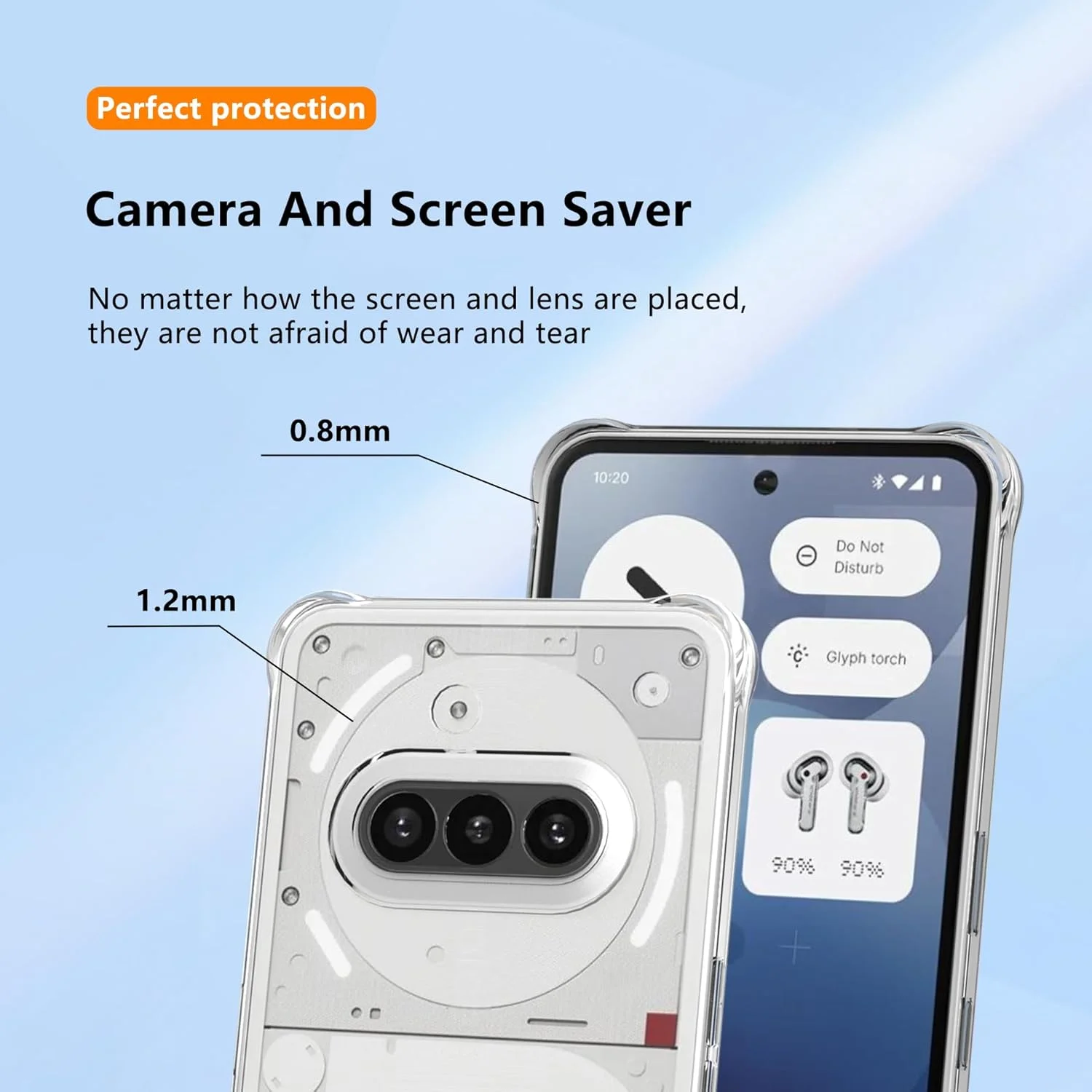 کاور شفاف Natbok برای ناتینگ فون 3a، پشت PC سخت ضد خش و بامپر TPU ضد ضربه، کاور محافظ ناتینگ فون (3a)، ضد زردی، کاور گوشی فوق العاده نازک و شفاف