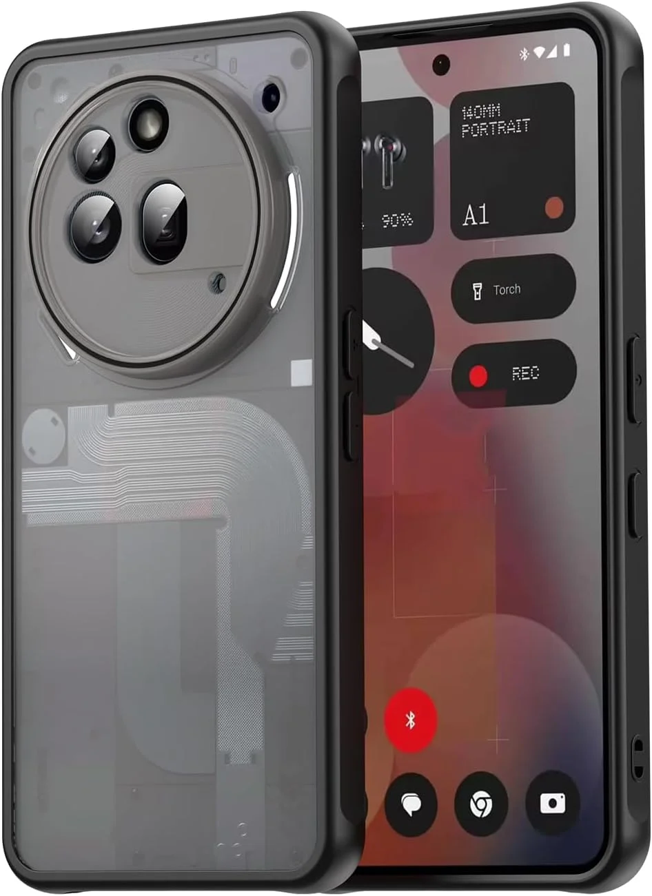 قاب محافظ گوشی ناتینگ فون (3a) پرو، بامپر TPU ضد ضربه و پوشش پشتی PC سخت ضد خش نیمه شفاف (مشکی، ناتینگ فون (3a) پرو)