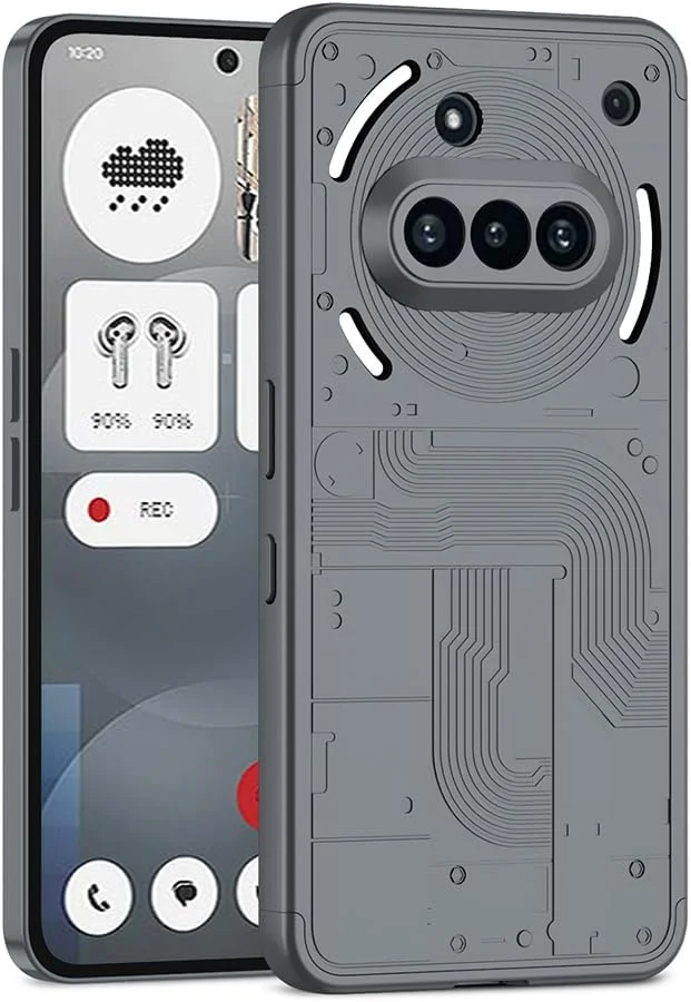 کاور محافظ گوشی ناتینگ فون (3a) مدل Gruattreay، ساختار فراگیر 3 در 1 مات، دارای قفل داخلی، ضد اثر انگشت و ضد ضربه، مناسب برای ناتینگ فون 3a (خاکستری)