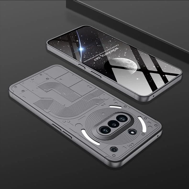 کاور محافظ گوشی ناتینگ فون (3a) مدل Gruattreay، ساختار فراگیر 3 در 1 مات، دارای قفل داخلی، ضد اثر انگشت و ضد ضربه، مناسب برای ناتینگ فون 3a (خاکستری)