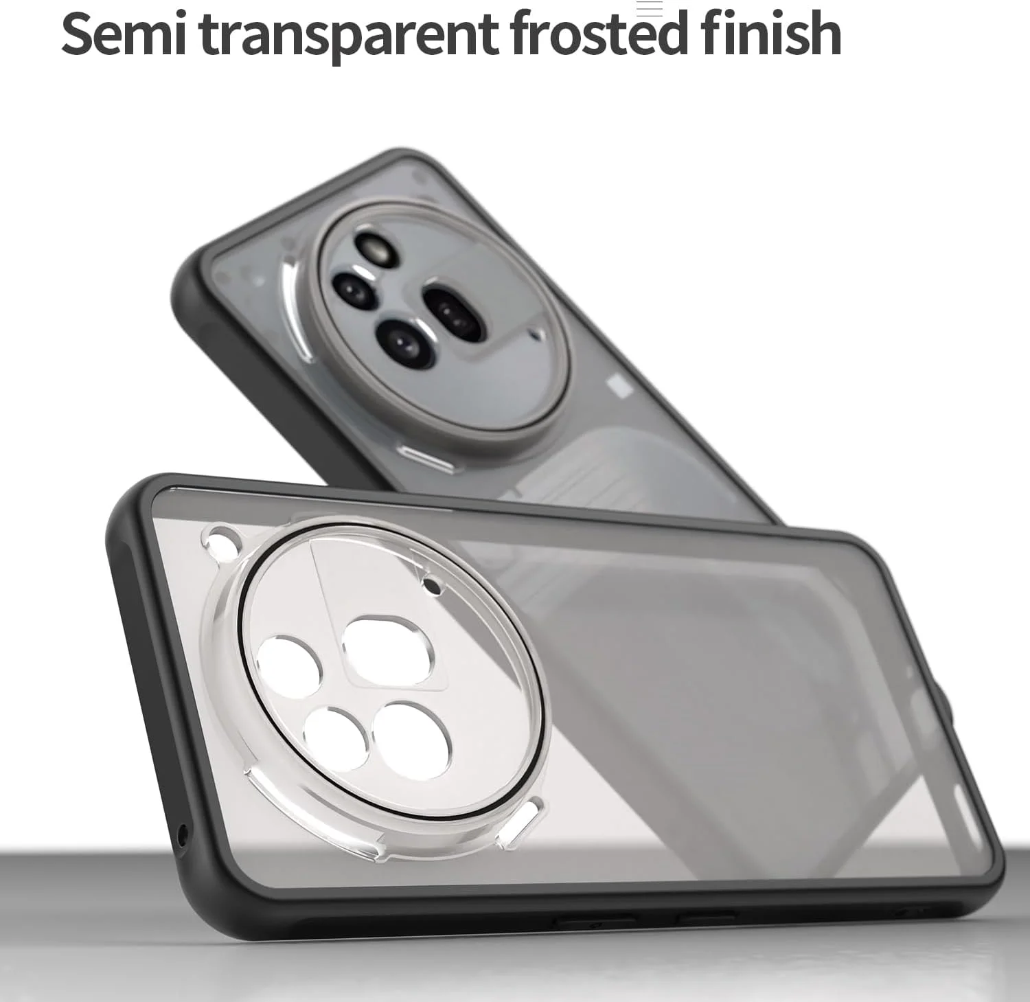 قاب محافظ گوشی ناتینگ فون (3a) پرو، بامپر TPU ضد ضربه و پوشش پشتی PC سخت ضد خش نیمه شفاف (مشکی، ناتینگ فون (3a) پرو)