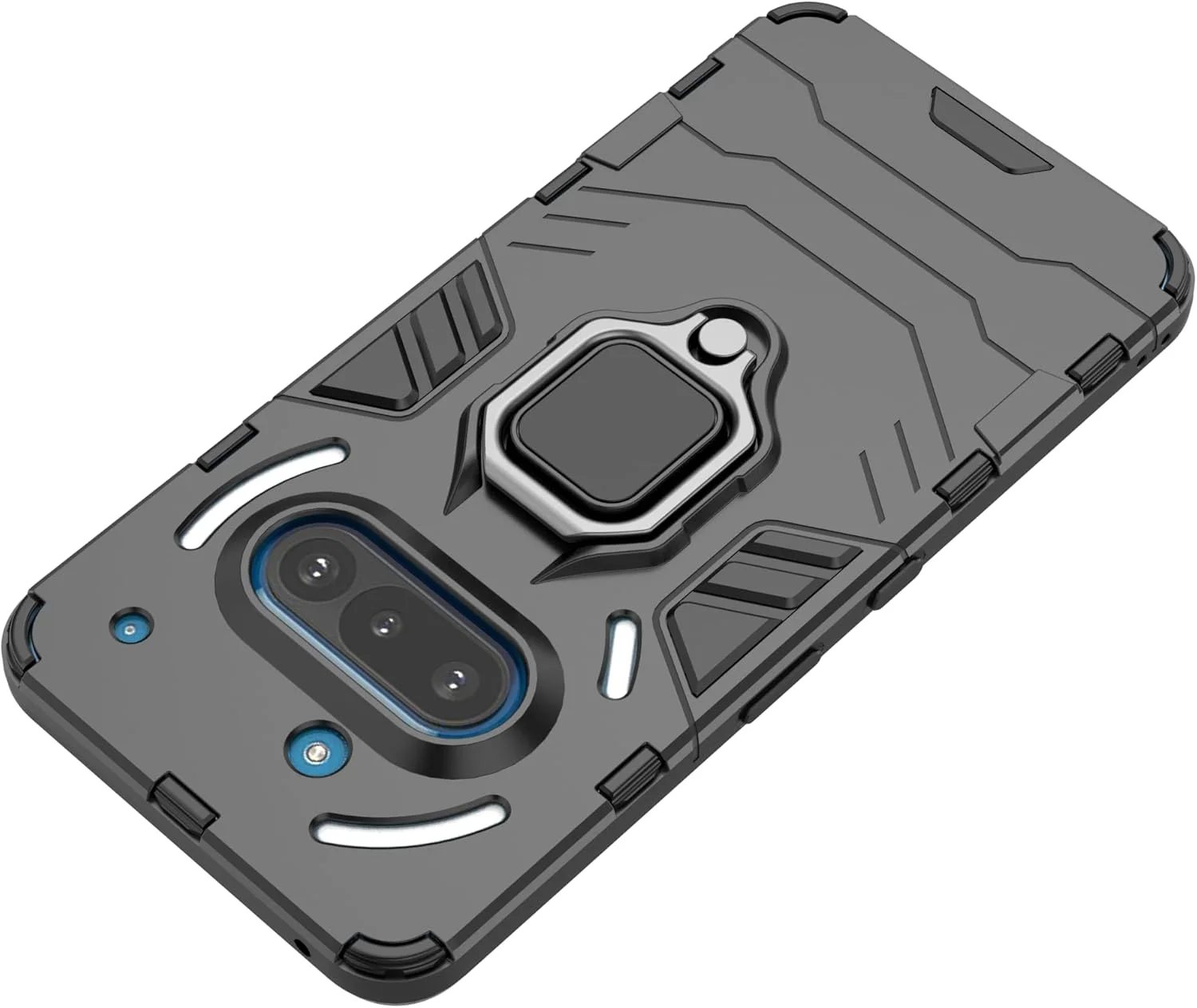 قاب محافظ گوشی لمکسلرز برای ناتینگ فون (3a) با پایه نگهدارنده انگشتی، مقاوم در برابر ضربه و ضد لغزش، مناسب برای نصب آهنربایی در خودرو، باریک و محافظتی، مشکی KK