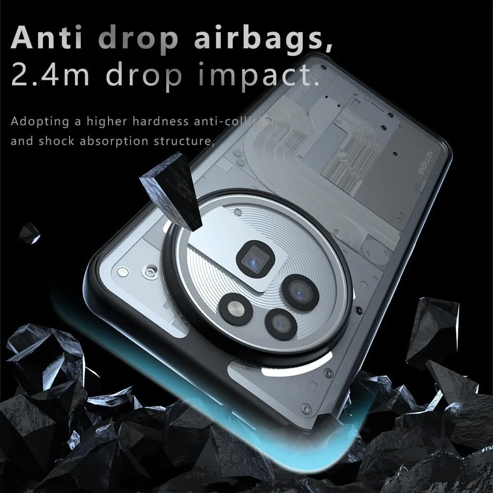 کاور محافظ سازگار با ناتینگ فون 3a PRO، ضد ضربه، ضد لغزش، ضد خش و ضد اثر انگشت، قاب محافظ سازگار با ناتینگ فون 3a PRO. مشکی