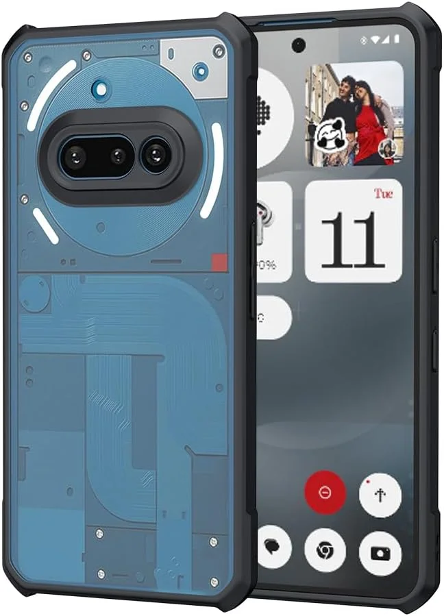 قاب محافظ گوشی ناتینگ فون (3a) مدل بامپر تقویت شده، پشت سخت شفاف، ضد ضربه و محافظ قوی - مشکی