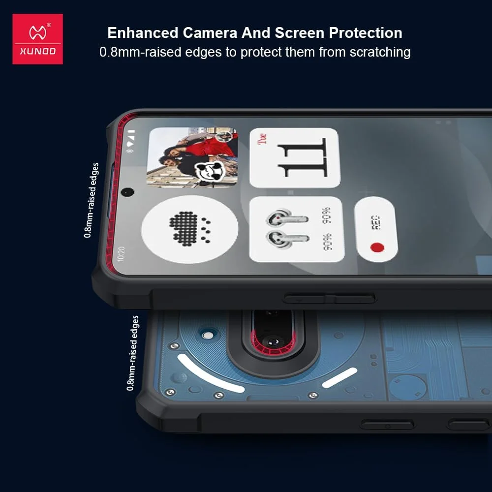 قاب محافظ گوشی ناتینگ فون (3a) مدل بامپر تقویت شده، پشت سخت شفاف، ضد ضربه و محافظ قوی - مشکی