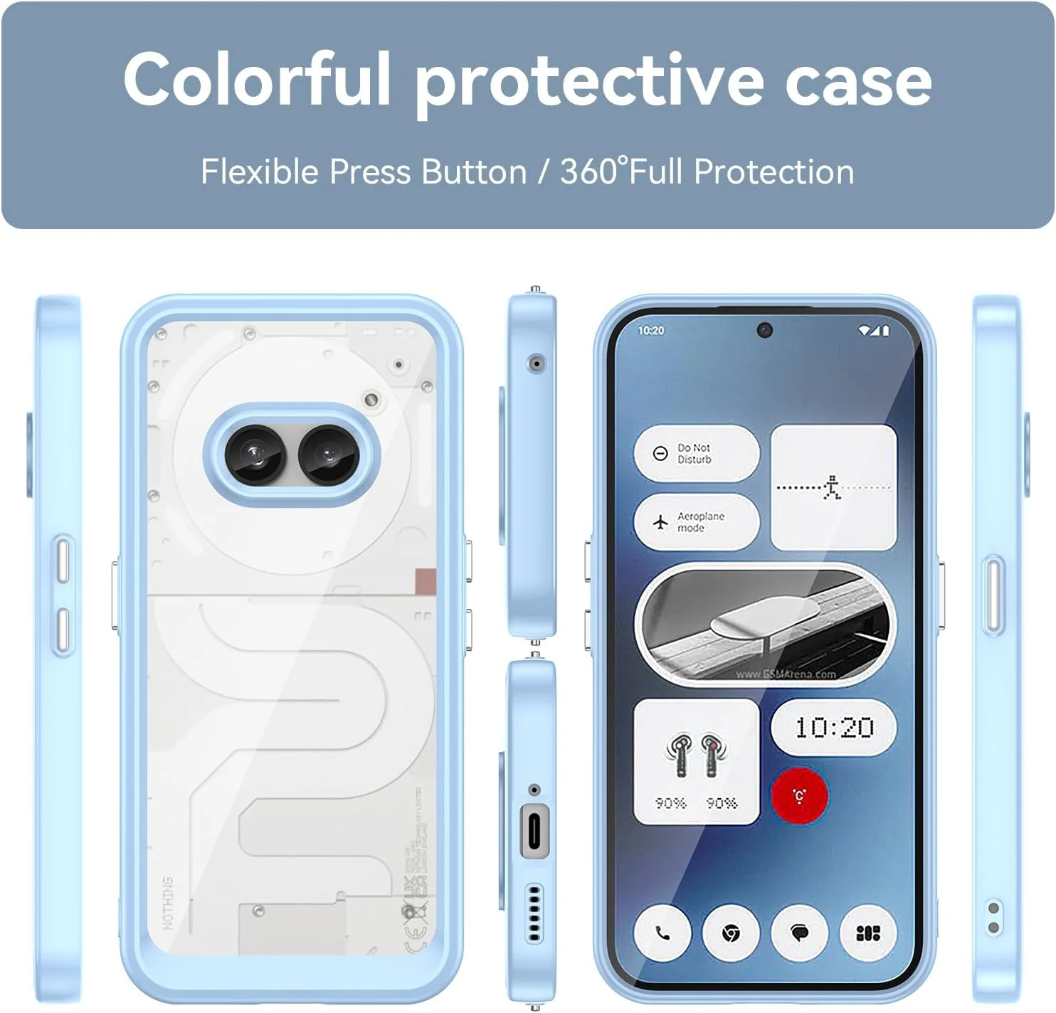 کاور محافظ گوشی ناتینگ فون 2A، کاور پشتی شفاف PC با بامپر TPU برای ناتینگ فون 2A آبی