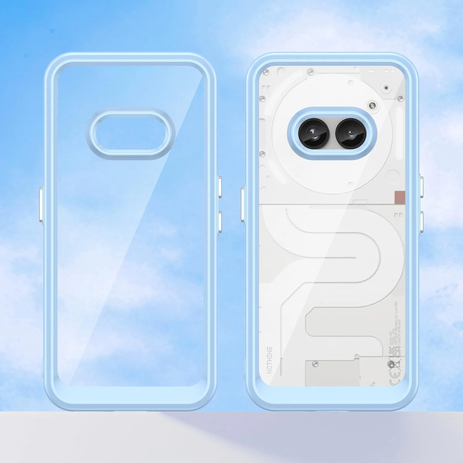 کاور محافظ گوشی ناتینگ فون 2A، کاور پشتی شفاف PC با بامپر TPU برای ناتینگ فون 2A آبی