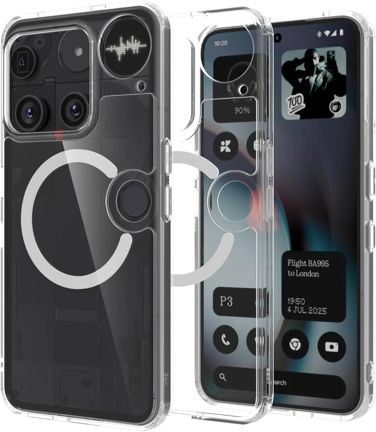 کاور مگنتی ZHMECOCASE برای ناتینگ فون 3 - [سازگار با Mag-Safe] [مگنت N56 قدرتمند] [محافظت نظامی] کاور شفاف گوشی (شفاف)