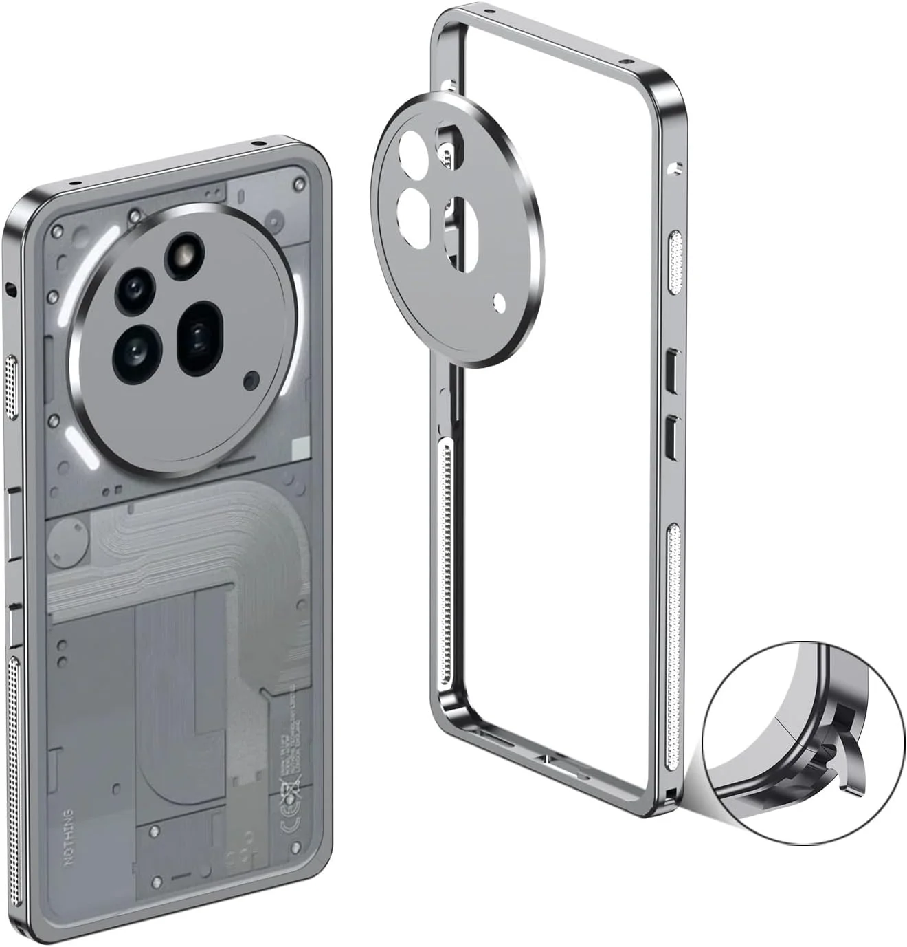 قاب محافظ فلزی آلیاژ آلومینیوم Gruattreay برای ناتینگ فون (3a) Pro، با پوشش لنز دوربین، ضد ضربه و مقاوم در برابر افتادن، با قابلیت دفع حرارت - خاکستری قاب محافظ فلزی آلیاژ آلومینیوم Gruattreay برای ناتینگ فون (3a) Pro، با پوشش لنز دوربین، ضد ضربه و مقاوم در برابر افتادن، با قابلیت دفع حرارت - خاکستری