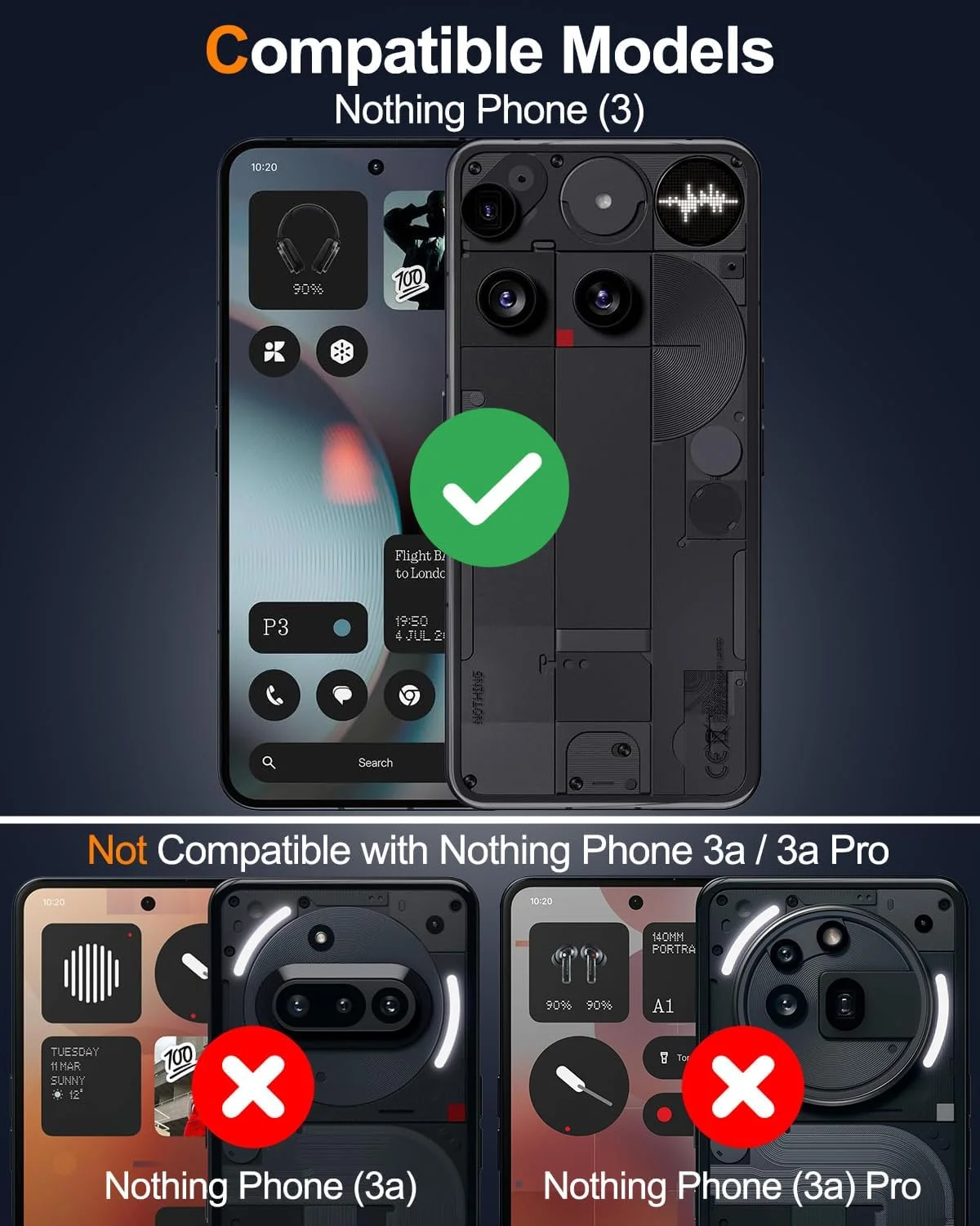 کاور مگنتی ZHMECOCASE برای ناتینگ فون 3 - [سازگار با Mag-Safe] [مگنت N56 قدرتمند] [محافظت نظامی] کاور شفاف گوشی (شفاف)
