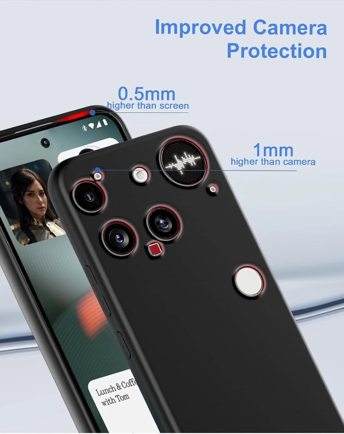 کاور محافظ ژیوپوی سازگار با ناتینگ فون (3)/ناتینگ فون 3، جنس TPU انعطاف پذیر، کاور فوق العاده نازک، ضد اثر انگشت، باریک، مقاوم در برابر سایش، ضد لغزش - مشکی