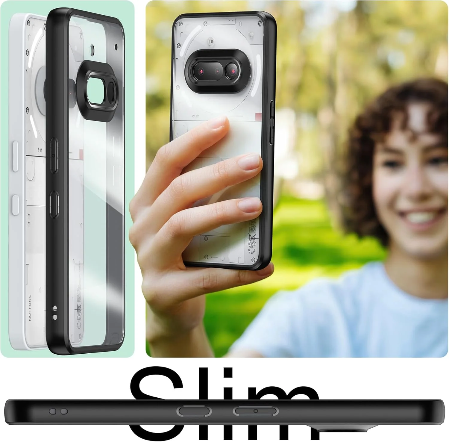 کاور محافظ شفاف Foluu برای ناتینگ فون (3a)، قاب پشتی سخت PC و ضربه گیر نرم TPU مقاوم در برابر ضربه، نازک مناسب برای ناتینگ فون (3a) 2025