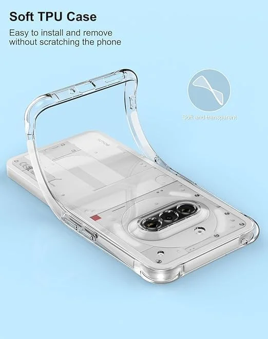 کاور محافظ شفاف گوشی ناتینگ فون 3a با محافظت از دوربین، ضربه گیر تقویت شده در گوشه ها، کاور سیلیکونی TPU نرم و نازک، ضد ضربه برای ناتینگ فون 3a (شفاف)