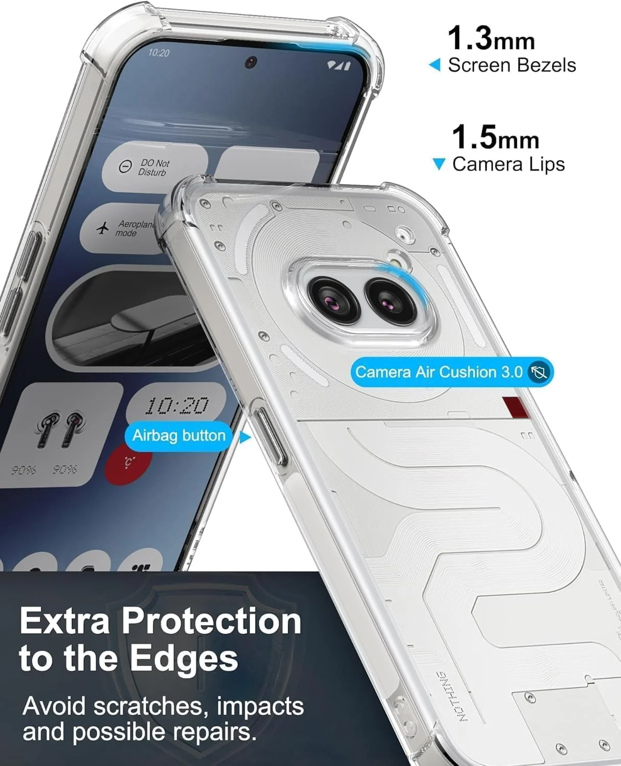 کاور شفاف SmartGrist برای Nothing Phone 2a / Nothing 2a Plus با محافظت از دوربین، ضربه‌گیر گوشه‌های تقویت‌شده، کاور سیلیکونی TPU نرم و ضد ضربه