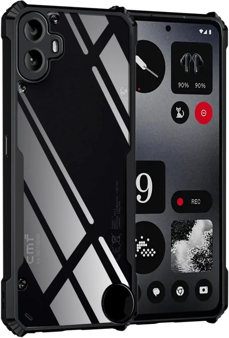 کاور محافظ گوشی مدل Zege سازگار با Nothing CMF Phone 1، کاور پشتی سخت PC شفاف با حاشیه مشکی TPU ممتاز ضد ضربه، محافظت 360 درجه لنز دوربین، کاور شفاف کاور محافظ گوشی مدل Zege سازگار با Nothing CMF Phone 1، کاور پشتی سخت PC شفاف با حاشیه مشکی TPU ممتاز ضد ضربه، محافظت 360 درجه لنز دوربین، کاور شفاف