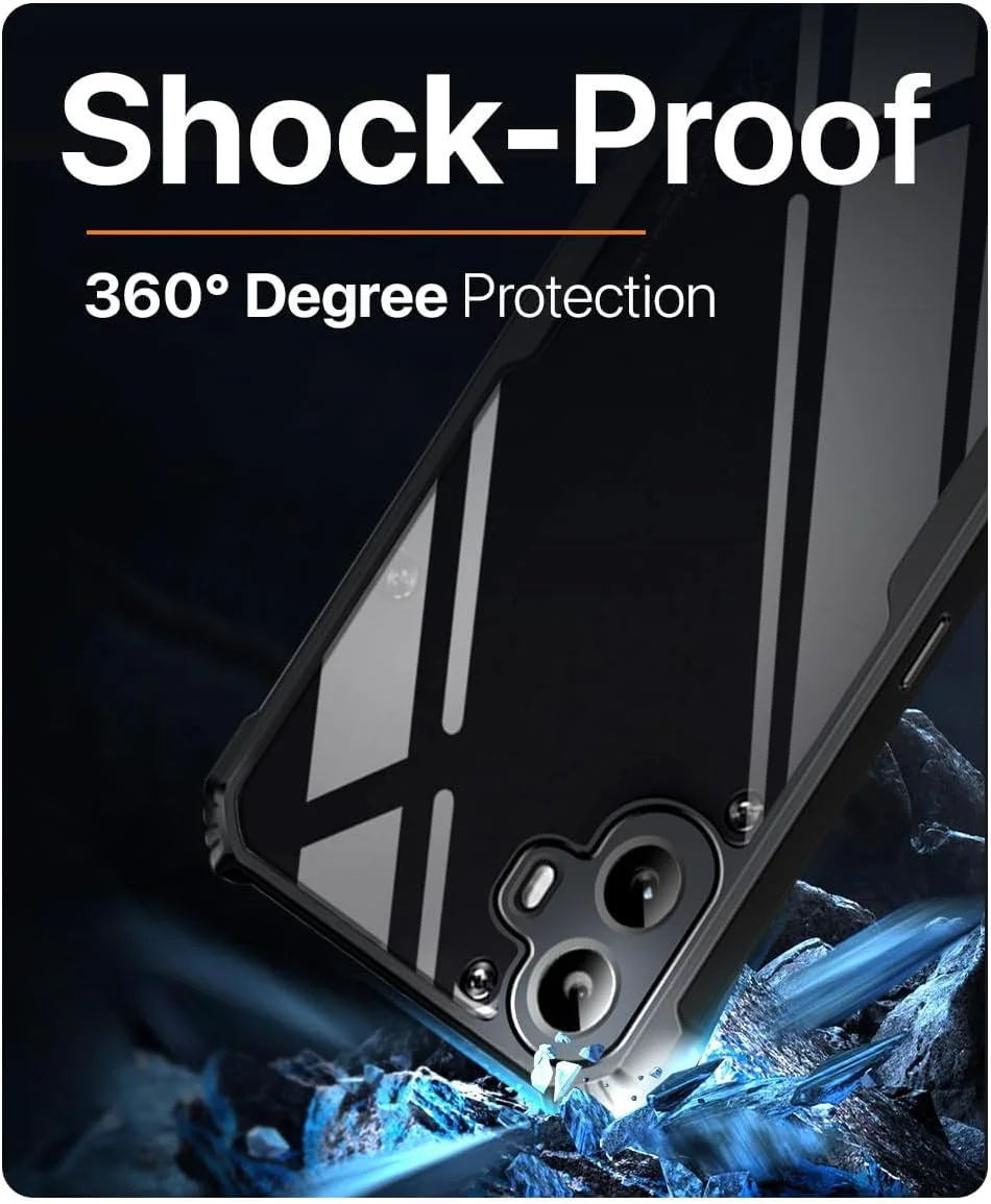 کاور محافظ گوشی مدل Zege سازگار با Nothing CMF Phone 1، کاور پشتی سخت PC شفاف با حاشیه مشکی TPU ممتاز ضد ضربه، محافظت 360 درجه لنز دوربین، کاور شفاف