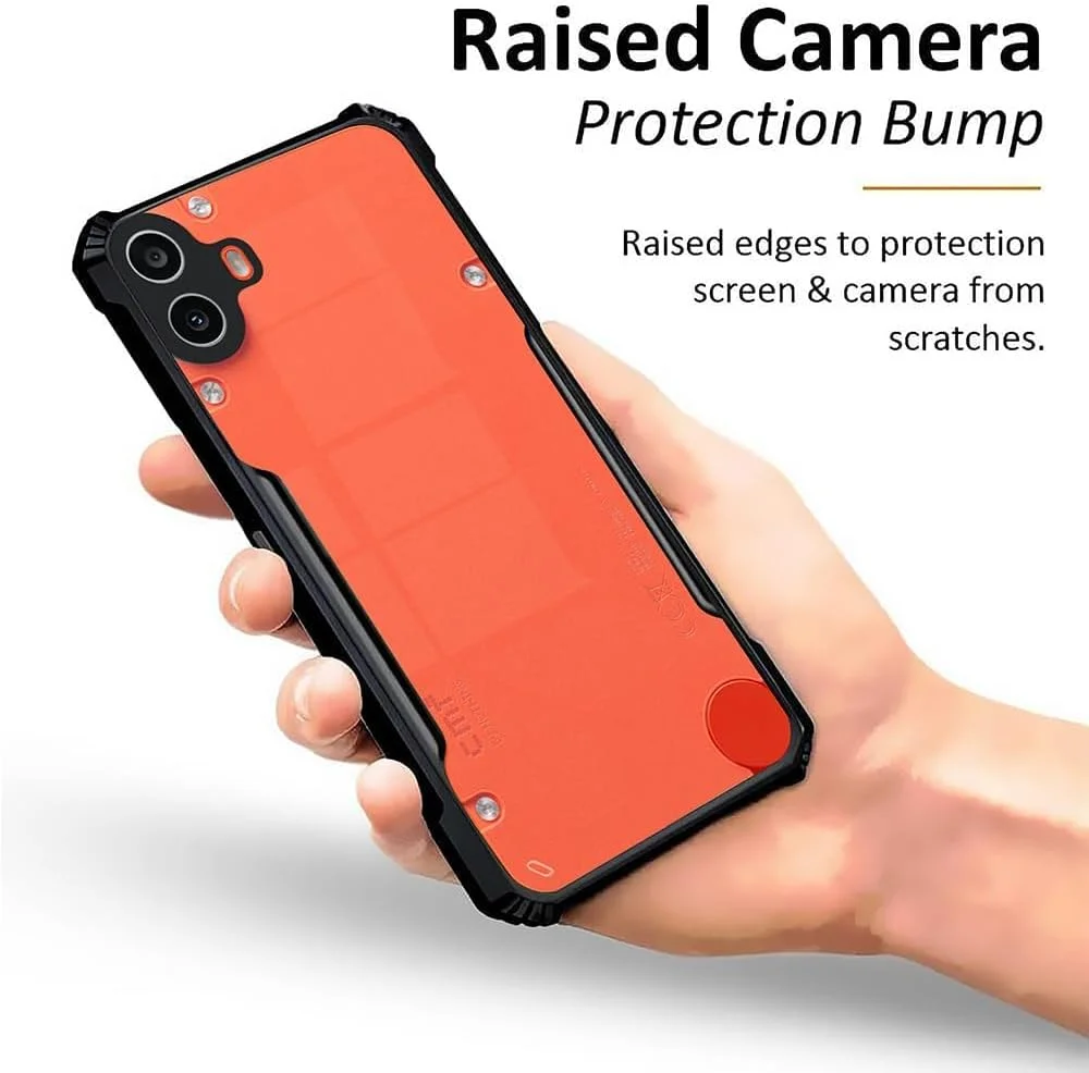 کاور محافظ گوشی مدل Zege سازگار با Nothing CMF Phone 1، کاور پشتی سخت PC شفاف با حاشیه مشکی TPU ممتاز ضد ضربه، محافظت 360 درجه لنز دوربین، کاور شفاف