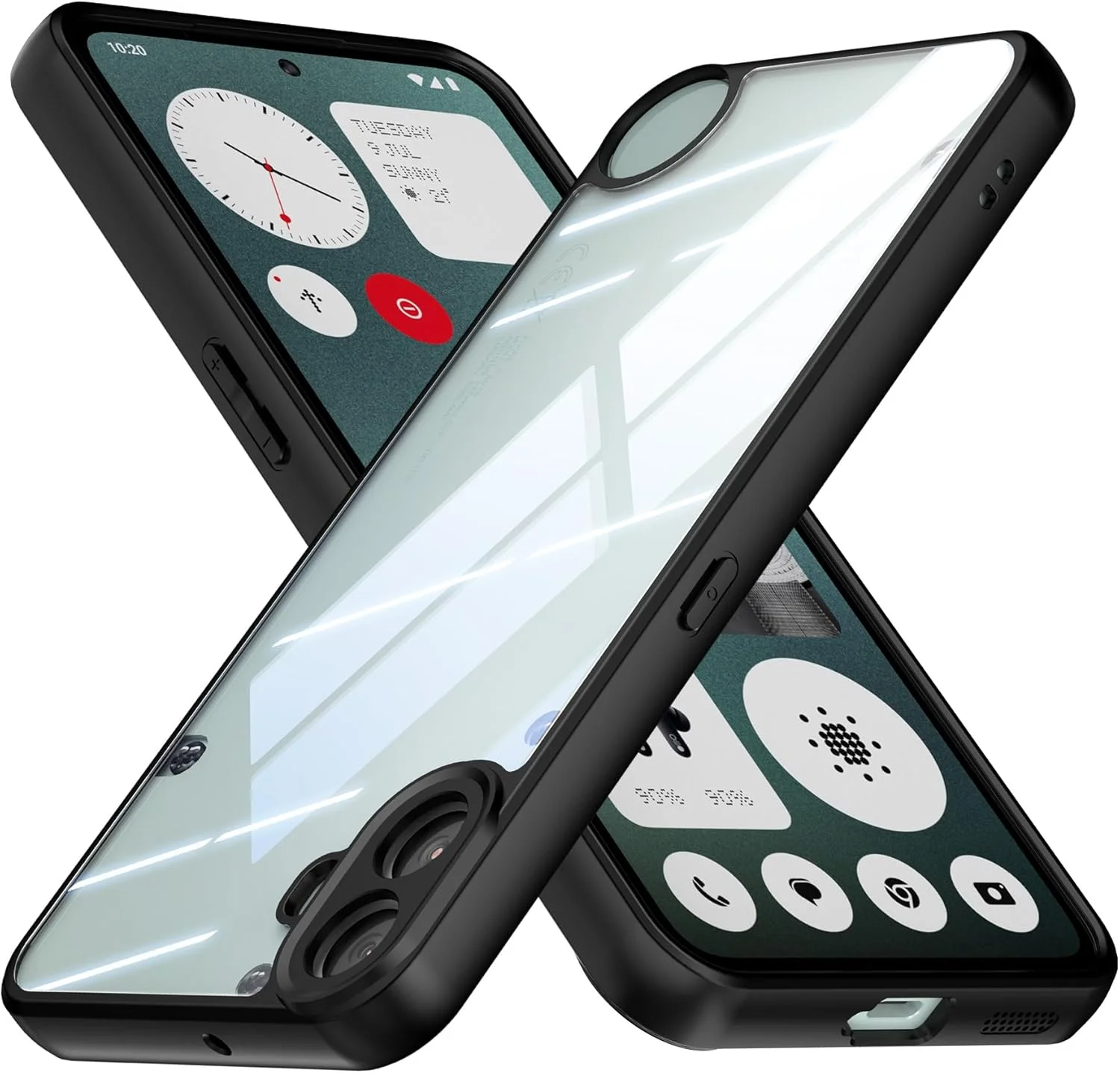 کاور شفاف Foluu برای تلفن Nothing CMF Phone 1، پشت PC سخت، سپر TPU نرم، ضد زردی، کاور محافظ ضد ضربه، باریک و نازک برای Nothing CMF Phone 1 2024 (مشکی + شفاف)