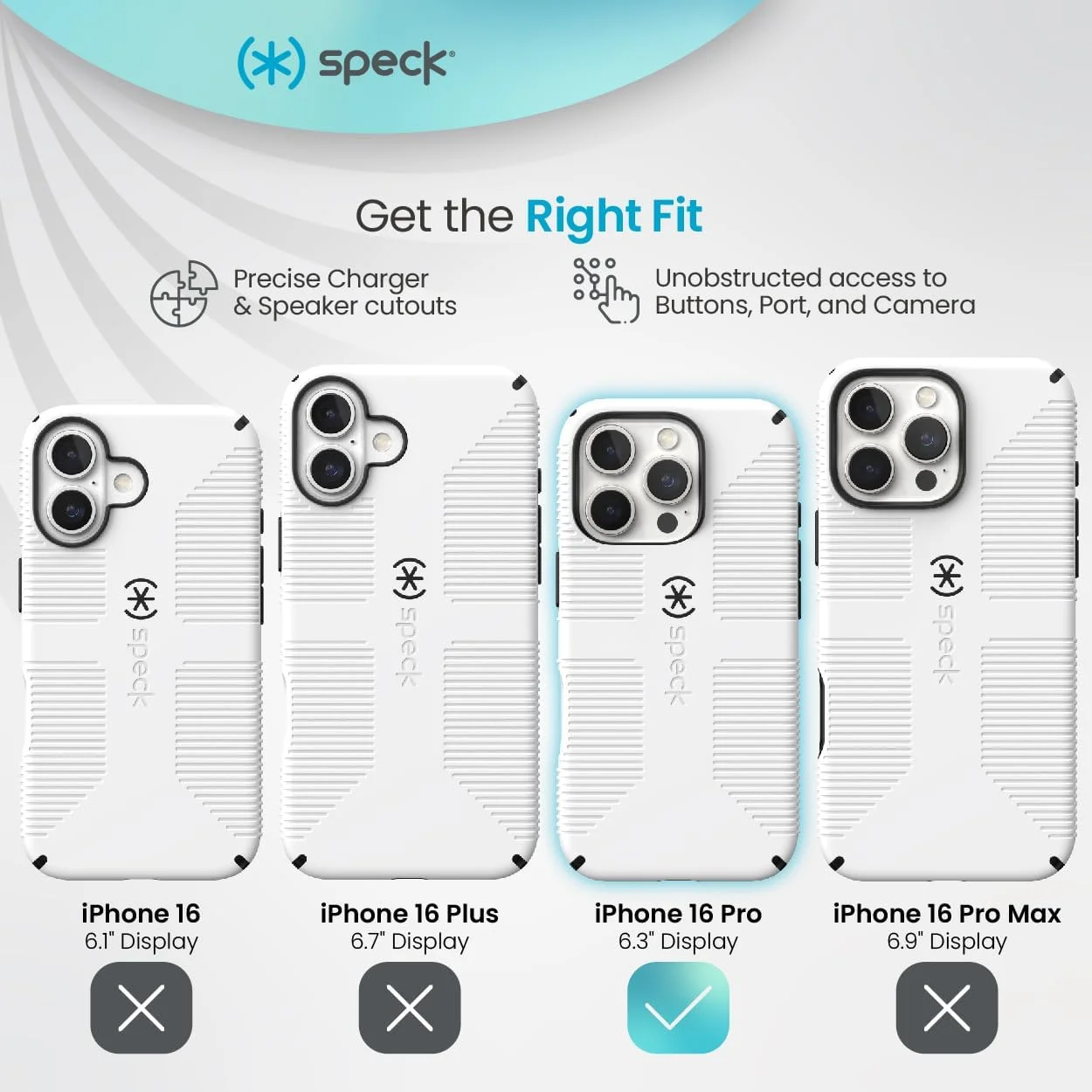 قاب گوشی آیفون 16 پرو Speck - قاب گوشی آیفون 16 پرو برای بانوان و آقایان - قاب CandyShell Grip آیفون 16 پرو باریک MagSafe - سفید/مشکی