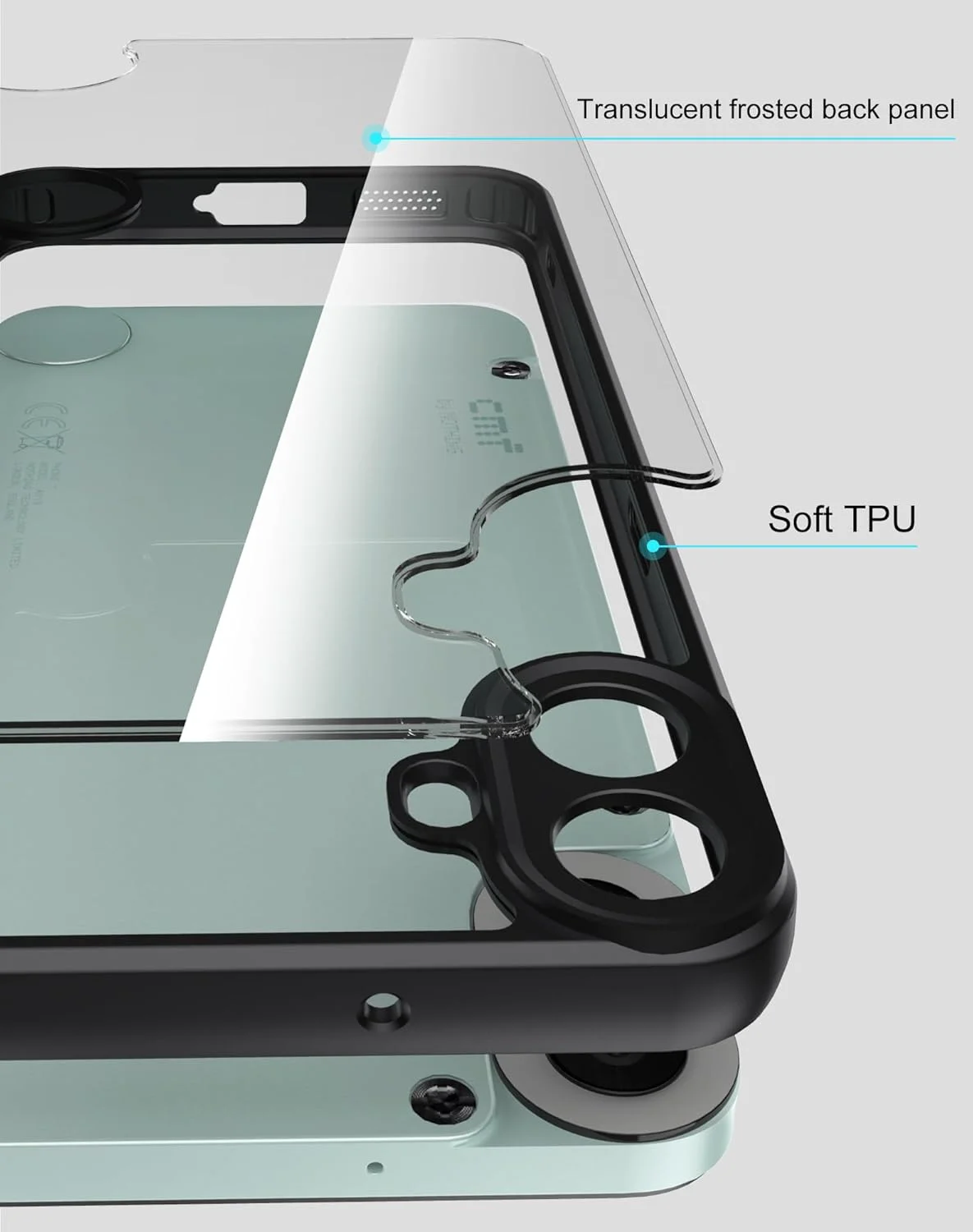 کاور شفاف Foluu برای تلفن Nothing CMF Phone 1، پشت PC سخت، سپر TPU نرم، ضد زردی، کاور محافظ ضد ضربه، باریک و نازک برای Nothing CMF Phone 1 2024 (مشکی + شفاف)