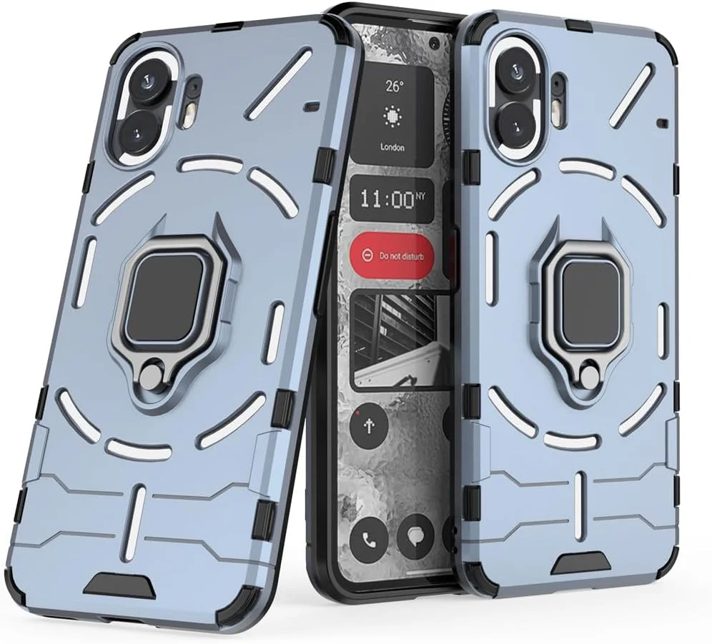 قاب محافظ گوشی ناتینگ فون ۲ مدل MaiJin، با حلقه فلزی و استند، دولایه و مقاوم (آبی تیره)