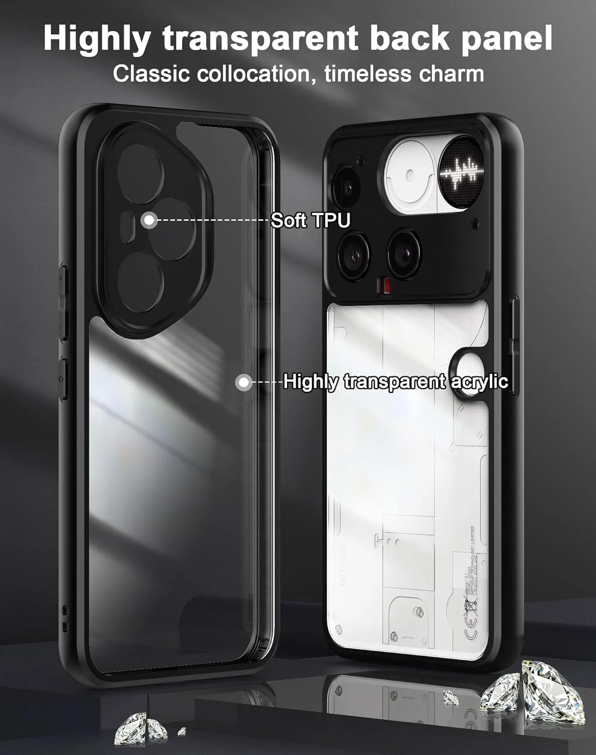 کاور شفاف Foluu برای Nothing Phone (3)، پشت PC سخت شفاف و سپر TPU نرم، کاور باریک و نازک محافظ ضد ضربه برای Nothing Phone (3) 2025