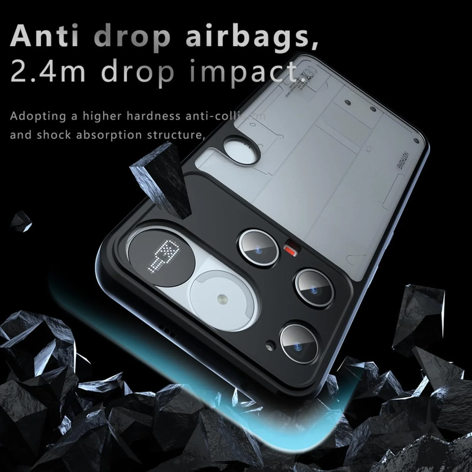 کاور محافظ گوشی ناتینگ فون 3 (2025) برند Gruattreay، جنس TPU نرم + PC سخت، ضد ضربه، پوشش مات با سوراخ های ریز برای محافظت از گوشی ناتینگ فون 3 (مشکی)