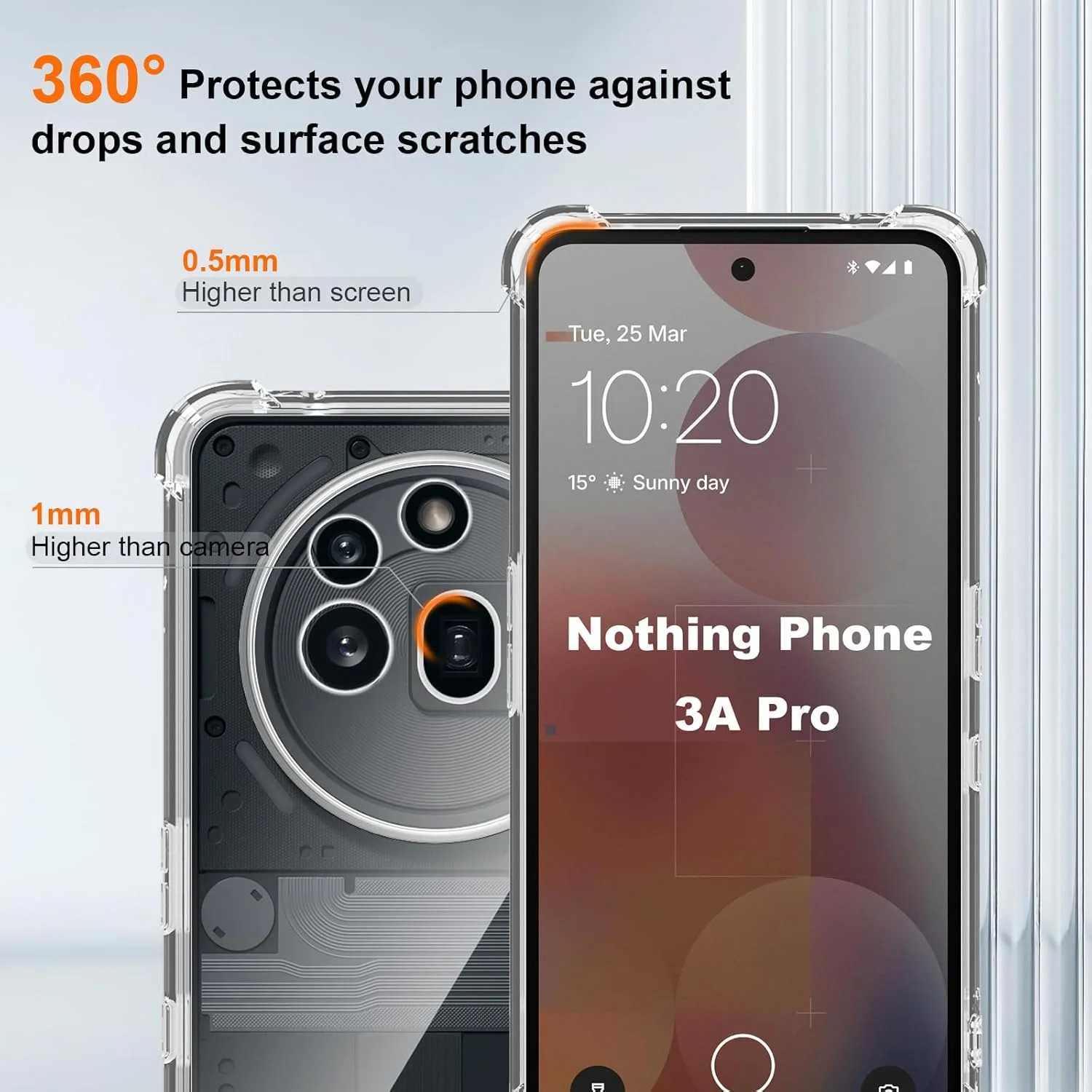 کاور محافظ گوشی لکوفان سازگار با ناتینگ فون 3a Pro 5G، کاور شفاف و فوق العاده نازک ضد ضربه با چسبندگی مناسب، محافظت ضد خش در برابر اثر انگشت و لکه