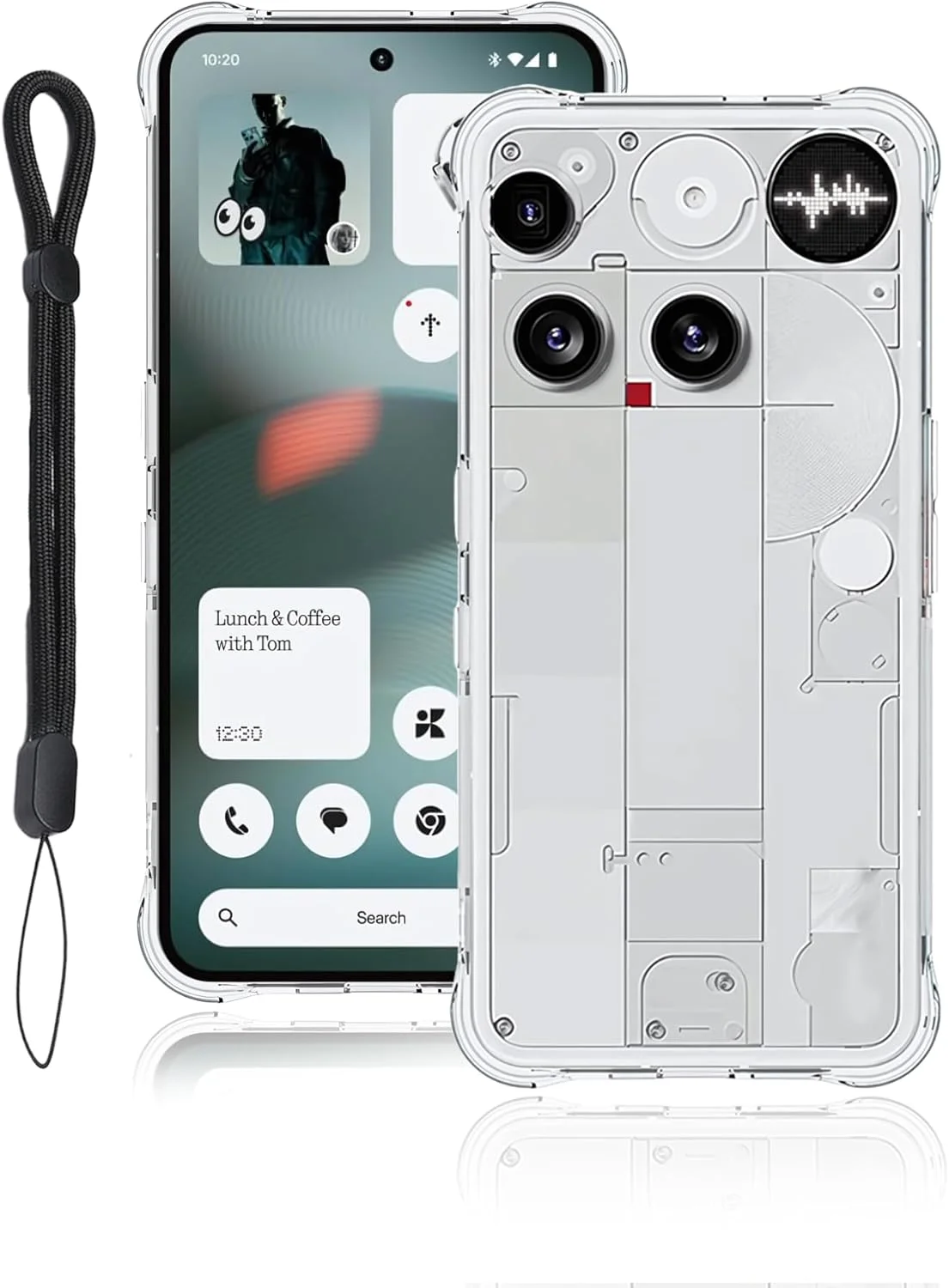 کاور شفاف Toergy برای Nothing Phone (3) / Nothing Phone 3، کاور باریک با بند، محافظت در برابر سقوط و ضد ضربه