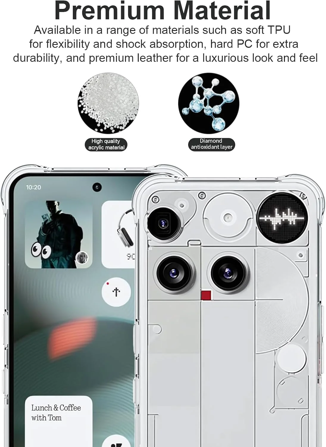 کاور شفاف Toergy برای Nothing Phone (3) / Nothing Phone 3، کاور باریک با بند، محافظت در برابر سقوط و ضد ضربه