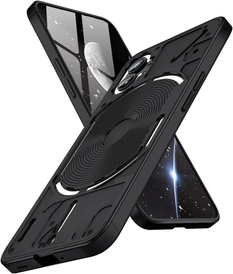 قاب محافظ باریک و ضد ضربه سازگار با ناتینگ فون 1، قاب محافظ تمام بدنه فوق العاده نازک درجه نظامی PC سخت ضد افتادن برای ناتینگ فون 1. مشکی 3 در 1