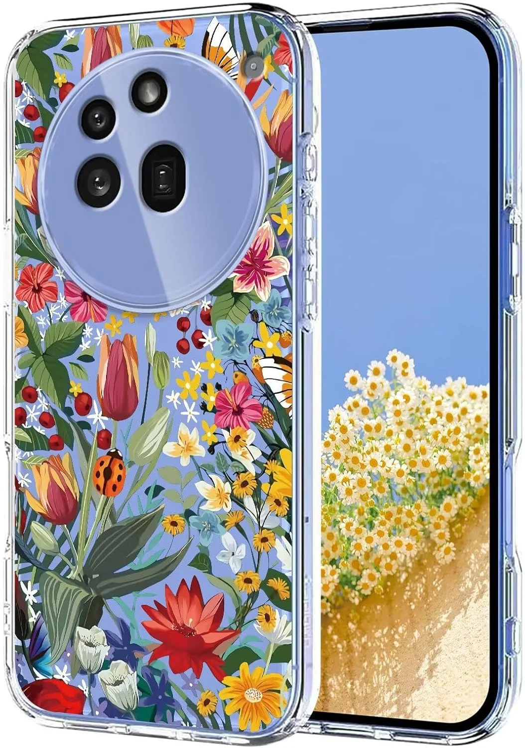 قاب گوشی Miagon مناسب برای Nothing Phone 3A Pro، طرح گل و پروانه زیبا و شفاف، محافظ باریک و ضربه گیر برای دختران و بانوان