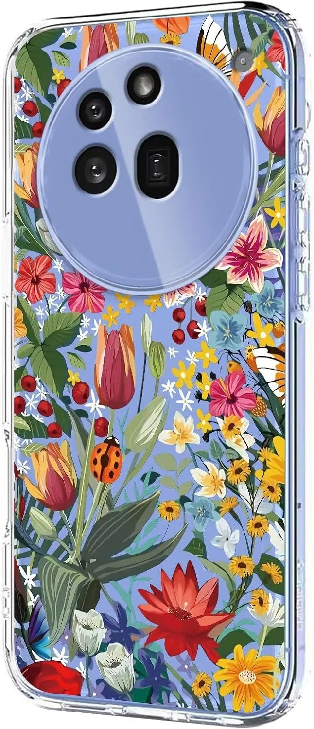 قاب گوشی Miagon مناسب برای Nothing Phone 3A Pro، طرح گل و پروانه زیبا و شفاف، محافظ باریک و ضربه گیر برای دختران و بانوان