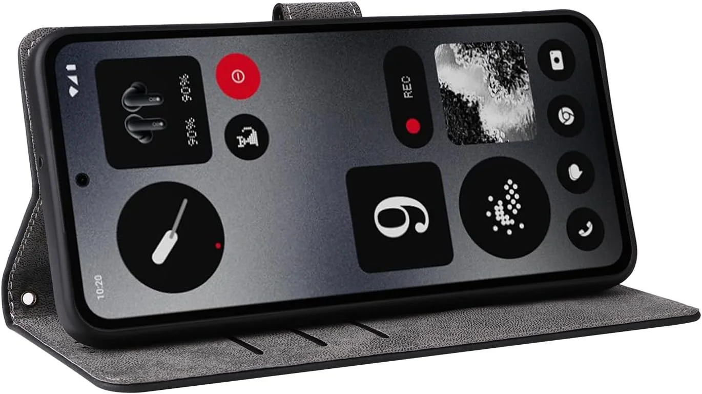 OIATROE کیف محافظ گوشی CMF مدل Nothing Phone 1 با جای کارت اعتباری و مسدود کننده RFID، جلد چرمی PU تاشو - مشکی