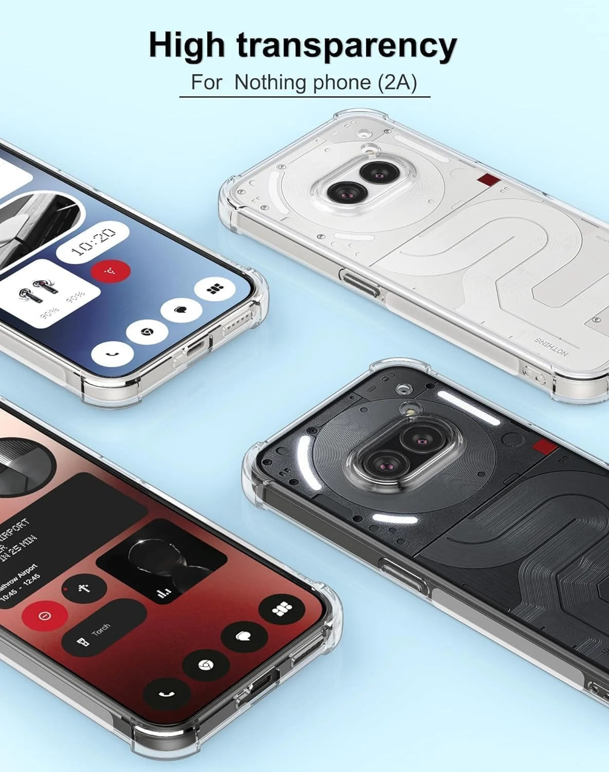 کاور شفاف گوشی ناتینگ فون 2a / ناتینگ 2a پلاس با محافظت از دوربین، بامپر تقویت شده در گوشه‌ها، کاور سیلیکونی TPU نرم و ضد ضربه
