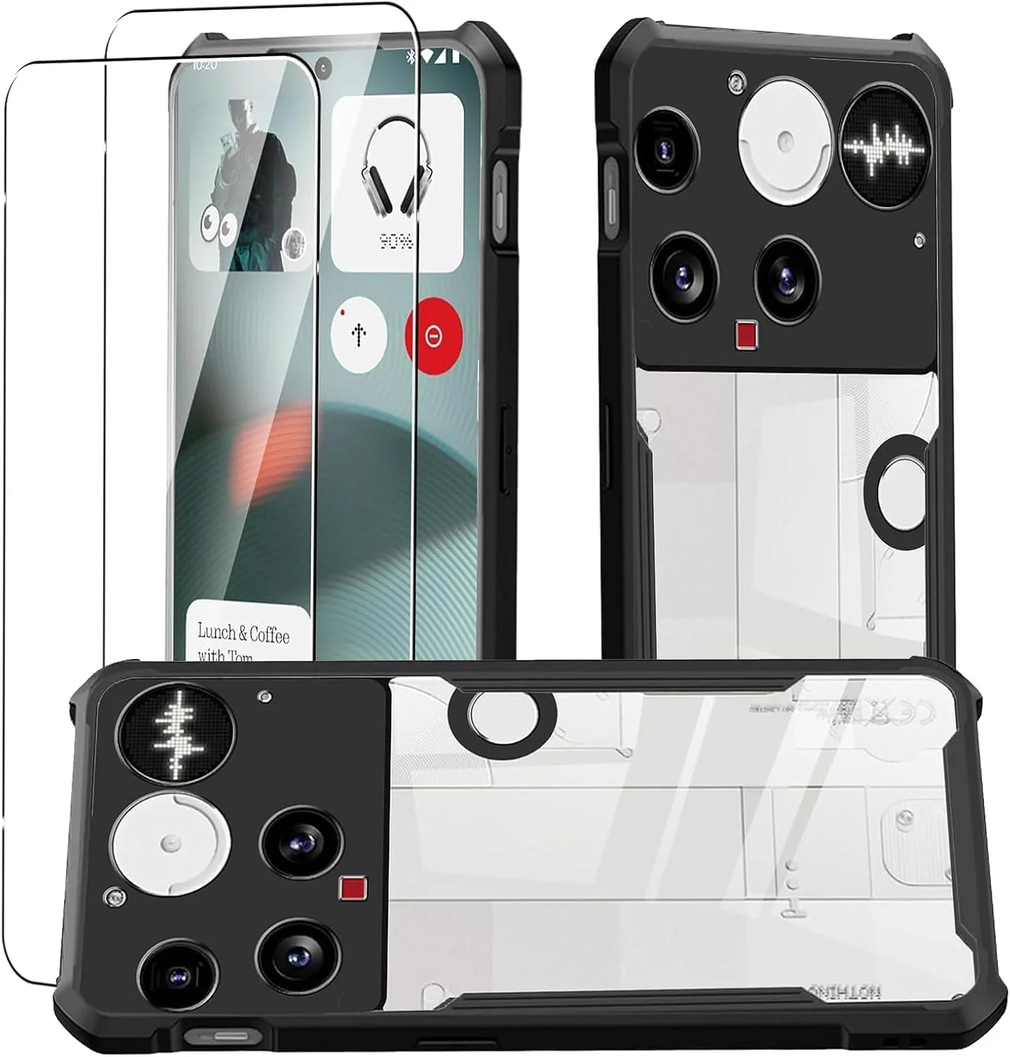 کاور محافظ گوشی KZIOACSH برای ناتینگ فون (3) به همراه 2 محافظ صفحه نمایش شیشه ای حرارت دیده، سبک وزن، فوق العاده شفاف، ضد زردی، ضد ضربه، ضد خش، بامپر TPU + کاور محافظ اکریلیک سخت