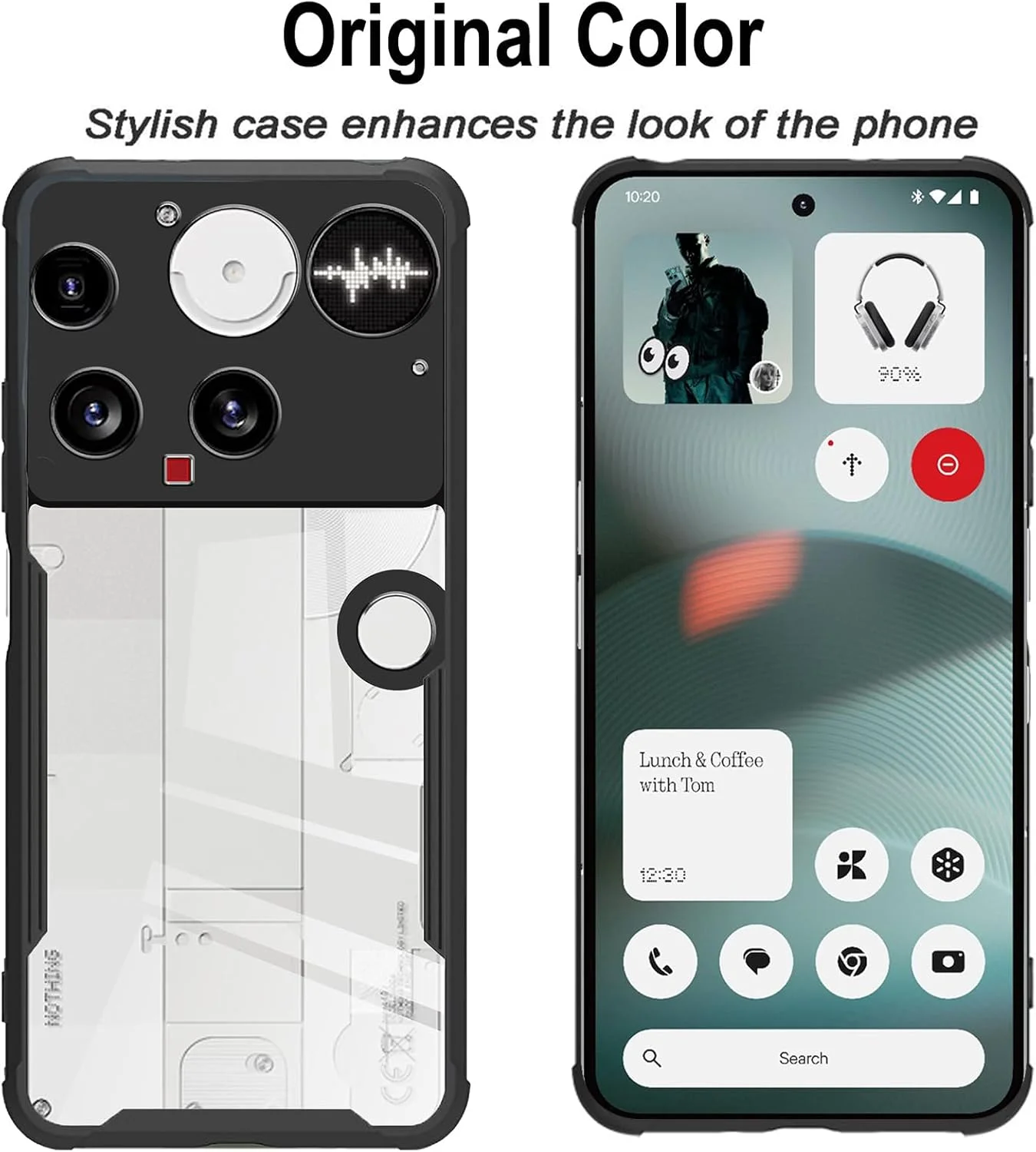 کاور محافظ گوشی KZIOACSH برای ناتینگ فون (3) به همراه 2 محافظ صفحه نمایش شیشه ای حرارت دیده، سبک وزن، فوق العاده شفاف، ضد زردی، ضد ضربه، ضد خش، بامپر TPU + کاور محافظ اکریلیک سخت