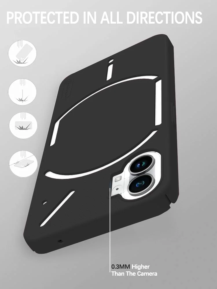 [1+2] کاور محافظ گوشی ناتینگ فون 2 به همراه 2 محافظ صفحه نمایش شیشه ای حرارت دیده، کاور باریک مات با پوشش کامل، ضد اثر انگشت، طراحی ساده برای گوشی ناتینگ فون 2 (ناتینگ فون 2، مشکی)