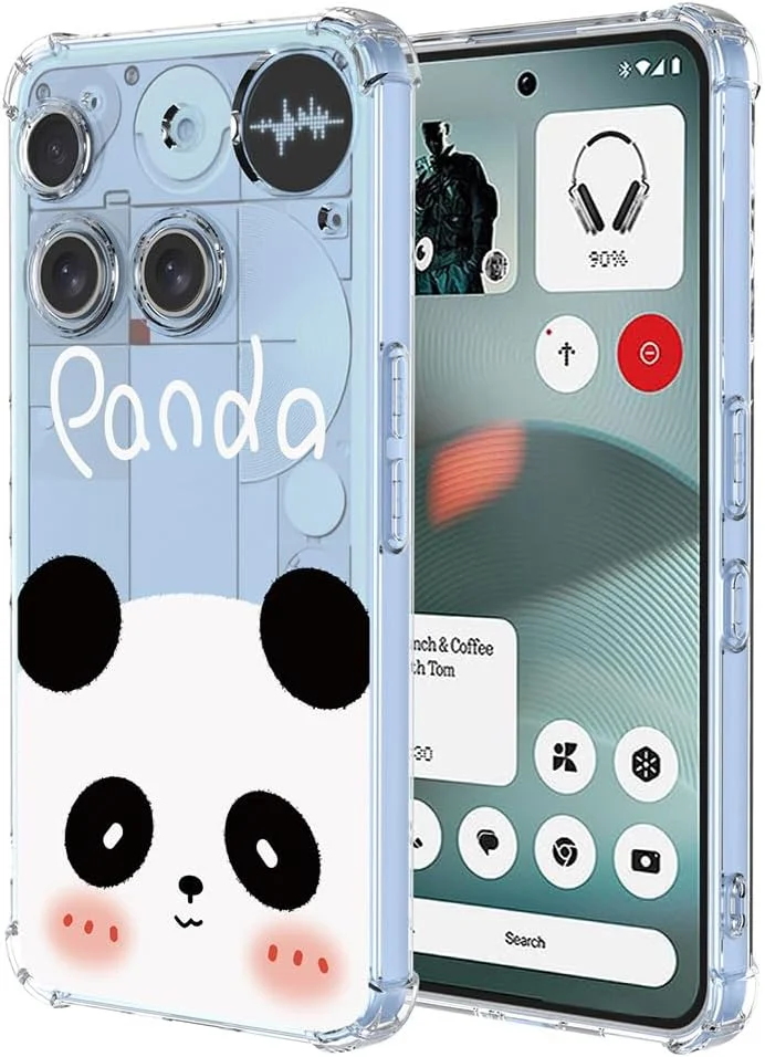 کاور گوشی ناتینگ فون (3) برند SEAHAI، فوق العاده نازک، شیک، سیلیکونی نرم، گل های رنگارنگ، ضد ضربه، ژله ای TPU شفاف - پاندا
