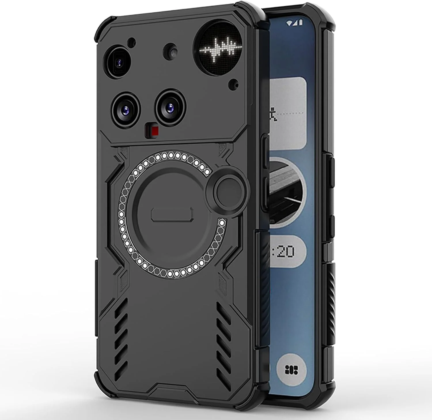 قاب مغناطیسی ایلینگ برای ناتینگ فون (3)، سازگار با MagSafe، بسیار نازک، ضد ضربه، پوشش سخت PC، بامپر TPU سیلیکونی نرم (مشکی)