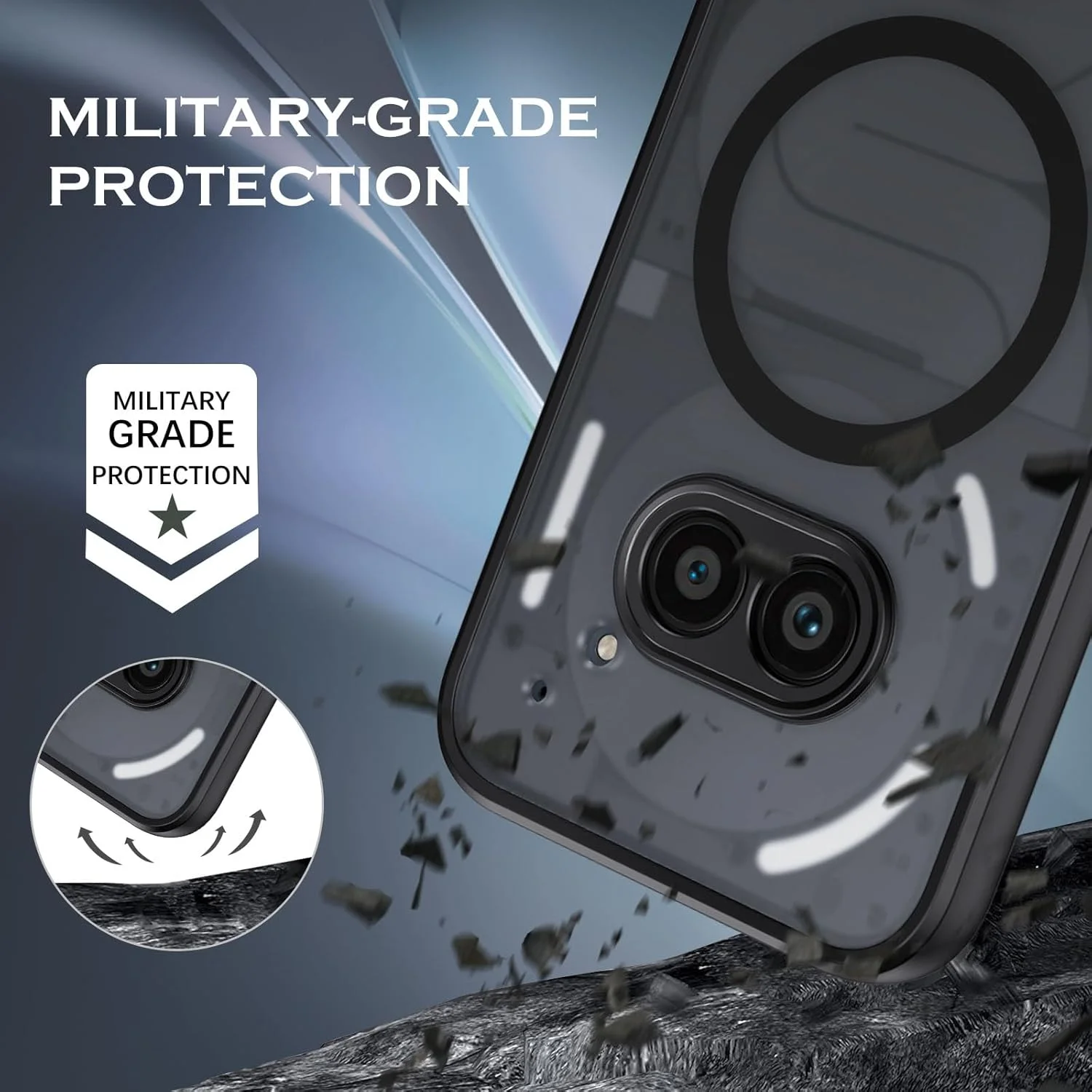 قاب محافظ VENINGO برای گوشی ناتینگ فون 2a، سازگار با مگ‌سیف، مات نیمه‌شفاف، بامپر TPU نرم، ضد ضربه، مغناطیسی، باریک، ضد زردی، محافظ 360 درجه برای گوشی ناتینگ فون 2a، مشکی