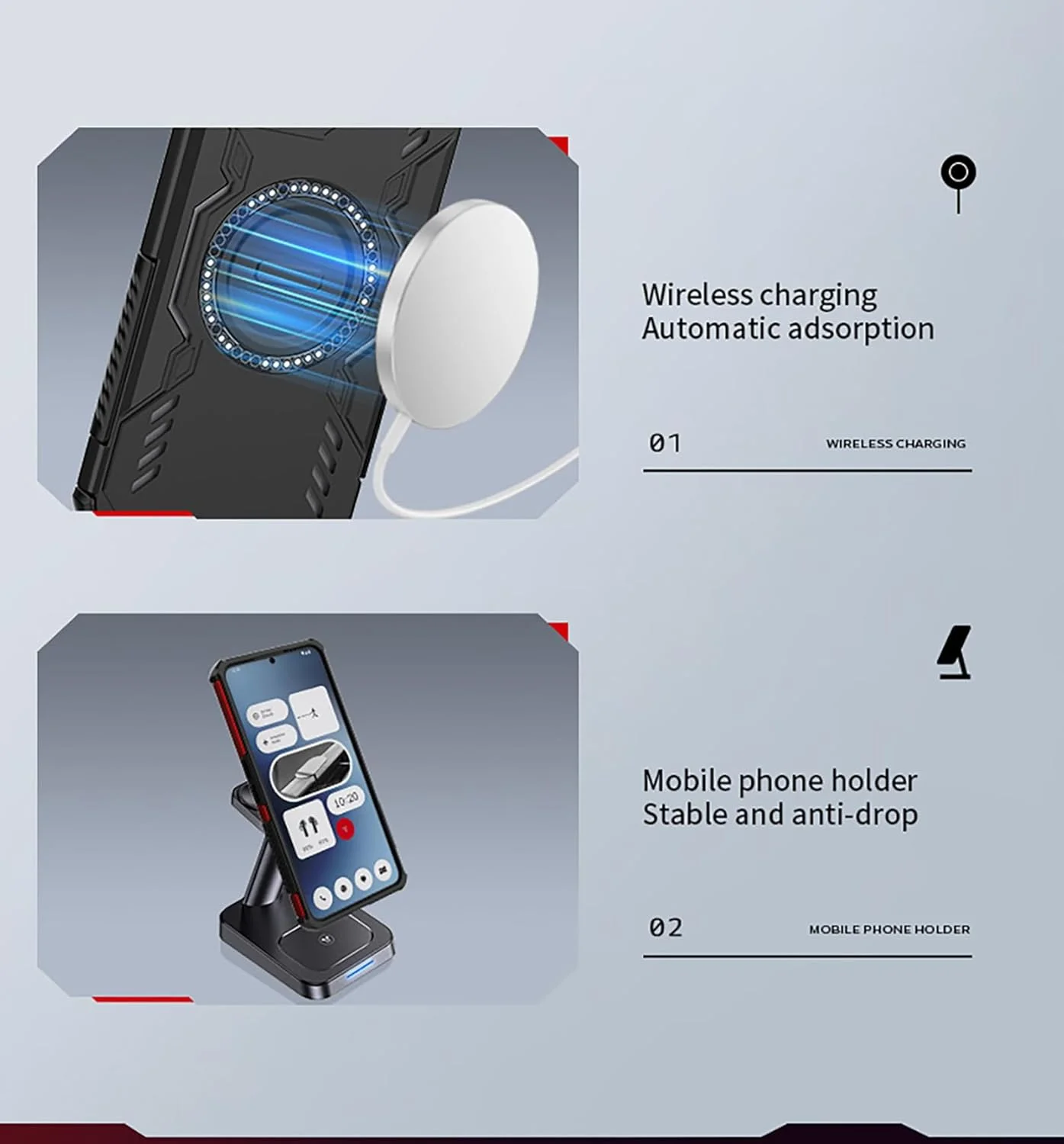 کاور مغناطیسی ایلینگ مناسب برای ناتینگ فون (3a)، سازگار با MagSafe، ضد ضربه نظامی، باریک، PC سخت، سیلیکون نرم، سپر TPU، کاور محافظ زرهی سنگین (مشکی)