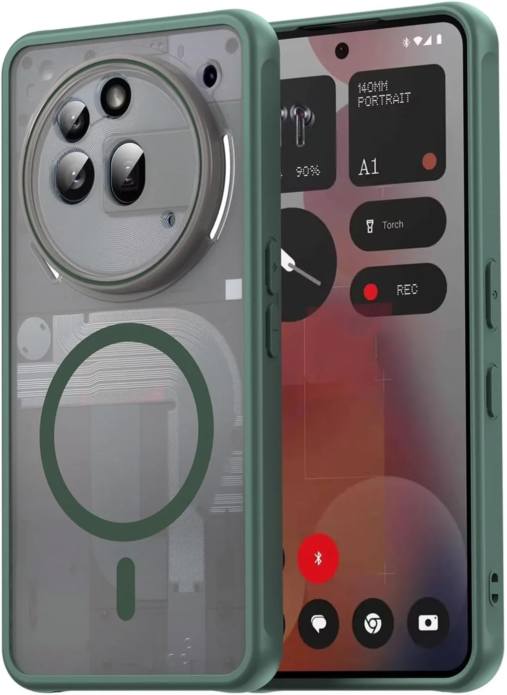 قاب محافظ گوشی ناتینگ فون (3a) پرو، سازگار با شارژ مغناطیسی، فوق العاده نازک، مات و نیمه شفاف، با پوشش سیلیکونی و TPU مقاوم در برابر ضربه (سبز)