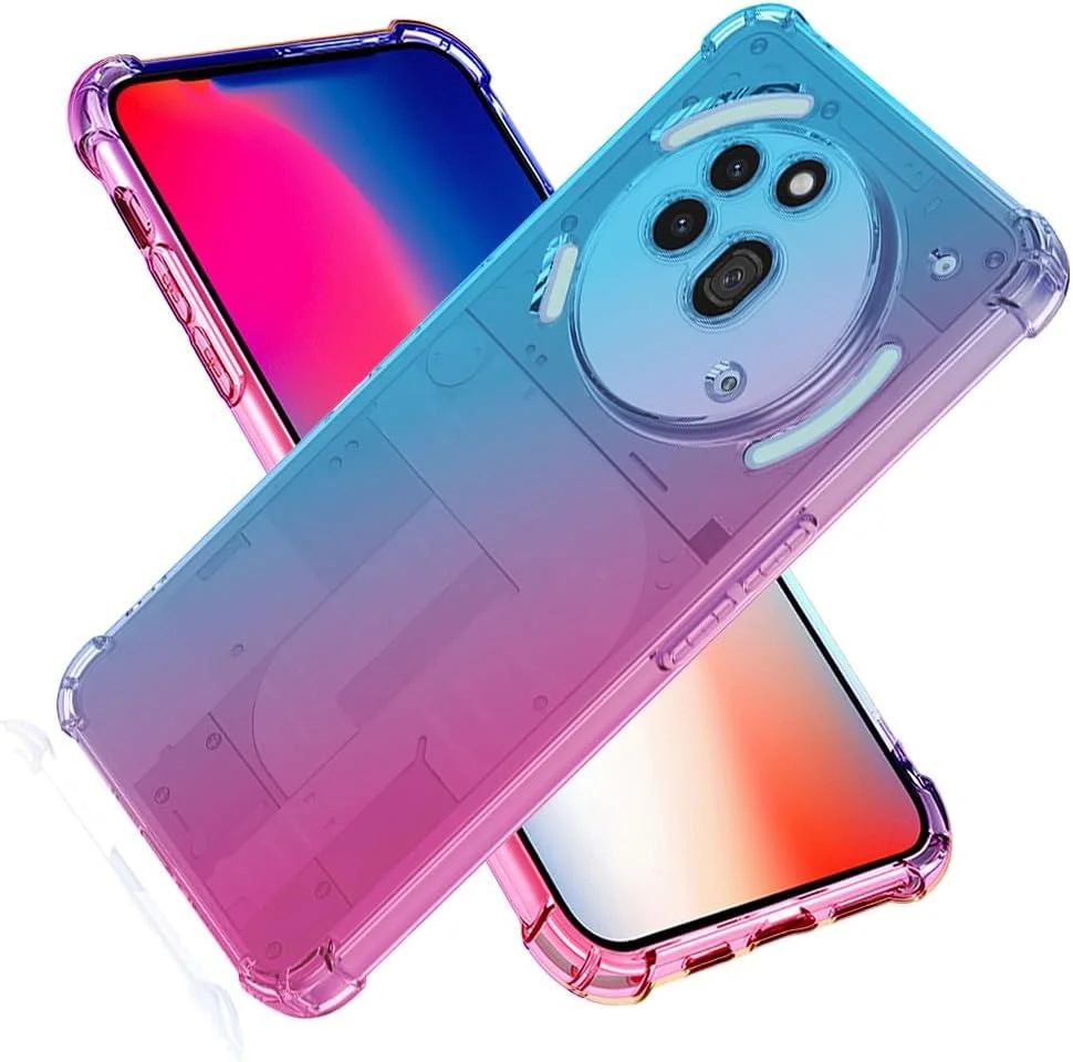 کاور گوشی ناتینگ فون (3a) پرو برند SEAHAI، کاور TPU بسیار نازک با رنگ گرادیان، بامپر سیلیکونی نرم و ضد ضربه شفاف، آبی/صورتی