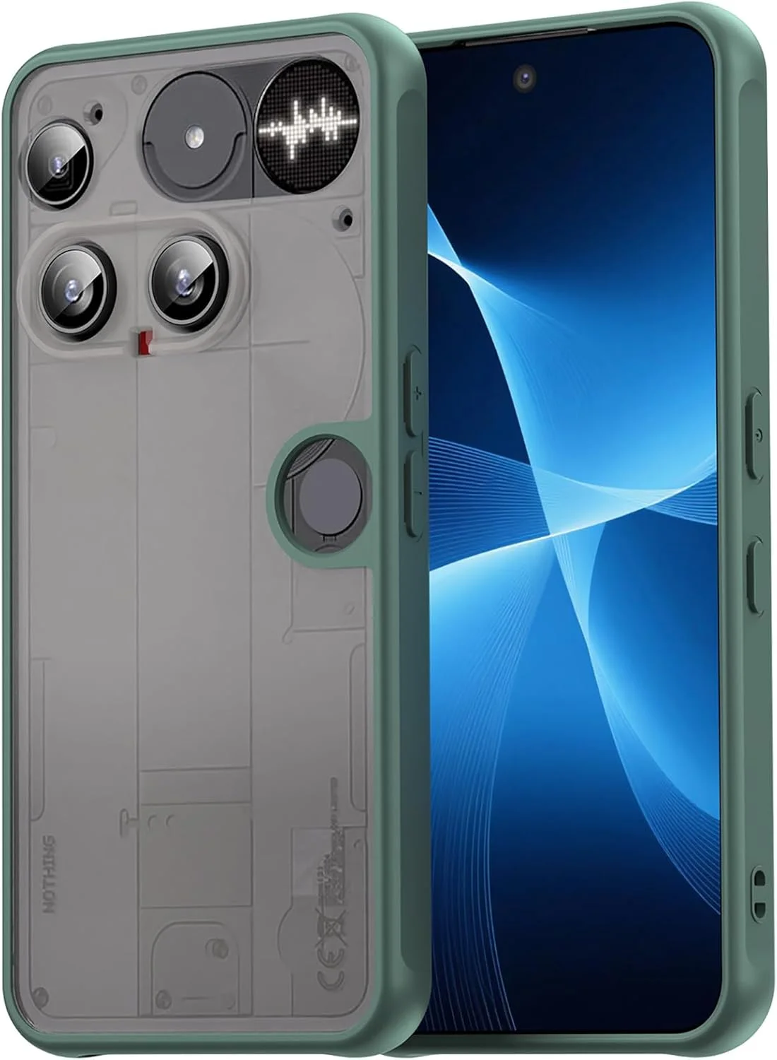 کاور محافظ گوشی ناتینگ فون (3) ایلینگ، فوق العاده نازک، مات، با حس پوست، پشت سخت PC، ضربه گیر سیلیکونی نرم TPU (سبز)