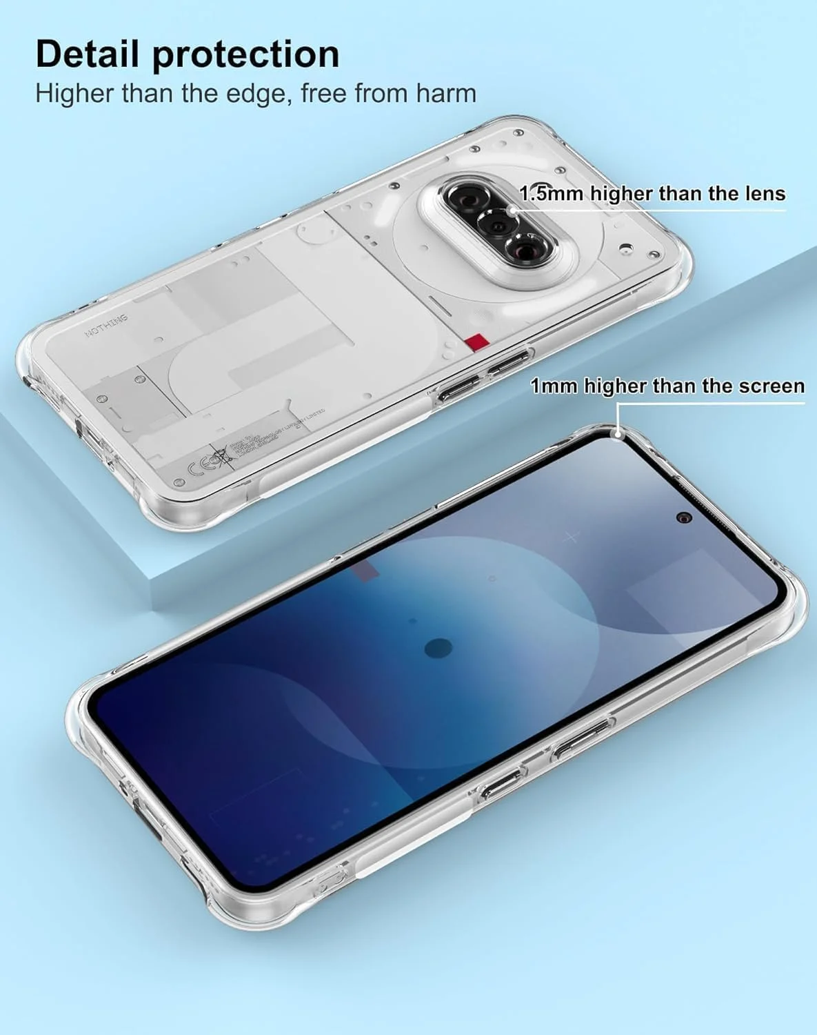 کاور شفاف گوشی ناتینگ فون 3a با محافظ گوشه تقویت شده، باریک و مقاوم در برابر ضربه، ساخته شده از TPU انعطاف پذیر (شفاف)