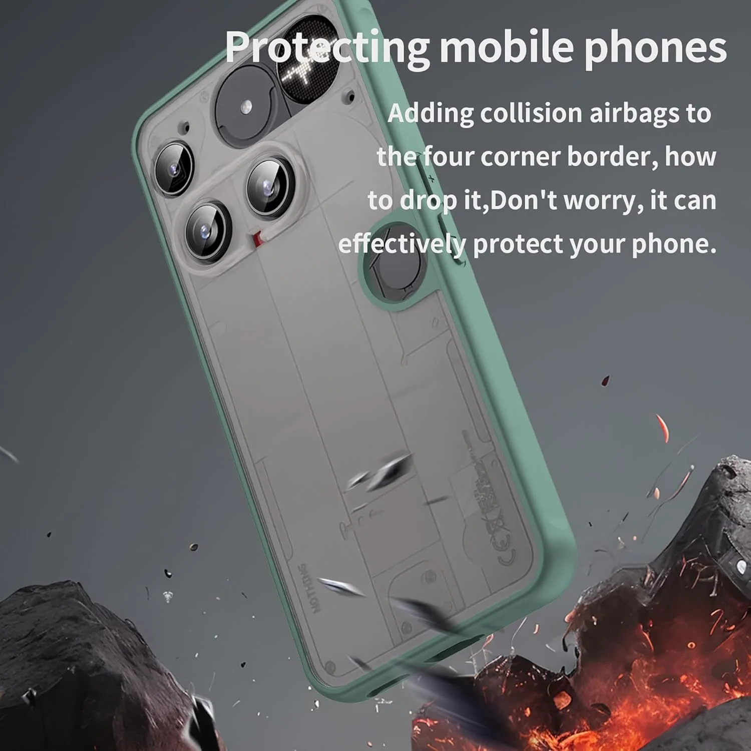 کاور محافظ گوشی ناتینگ فون (3) ایلینگ، فوق العاده نازک، مات، با حس پوست، پشت سخت PC، ضربه گیر سیلیکونی نرم TPU (سبز)